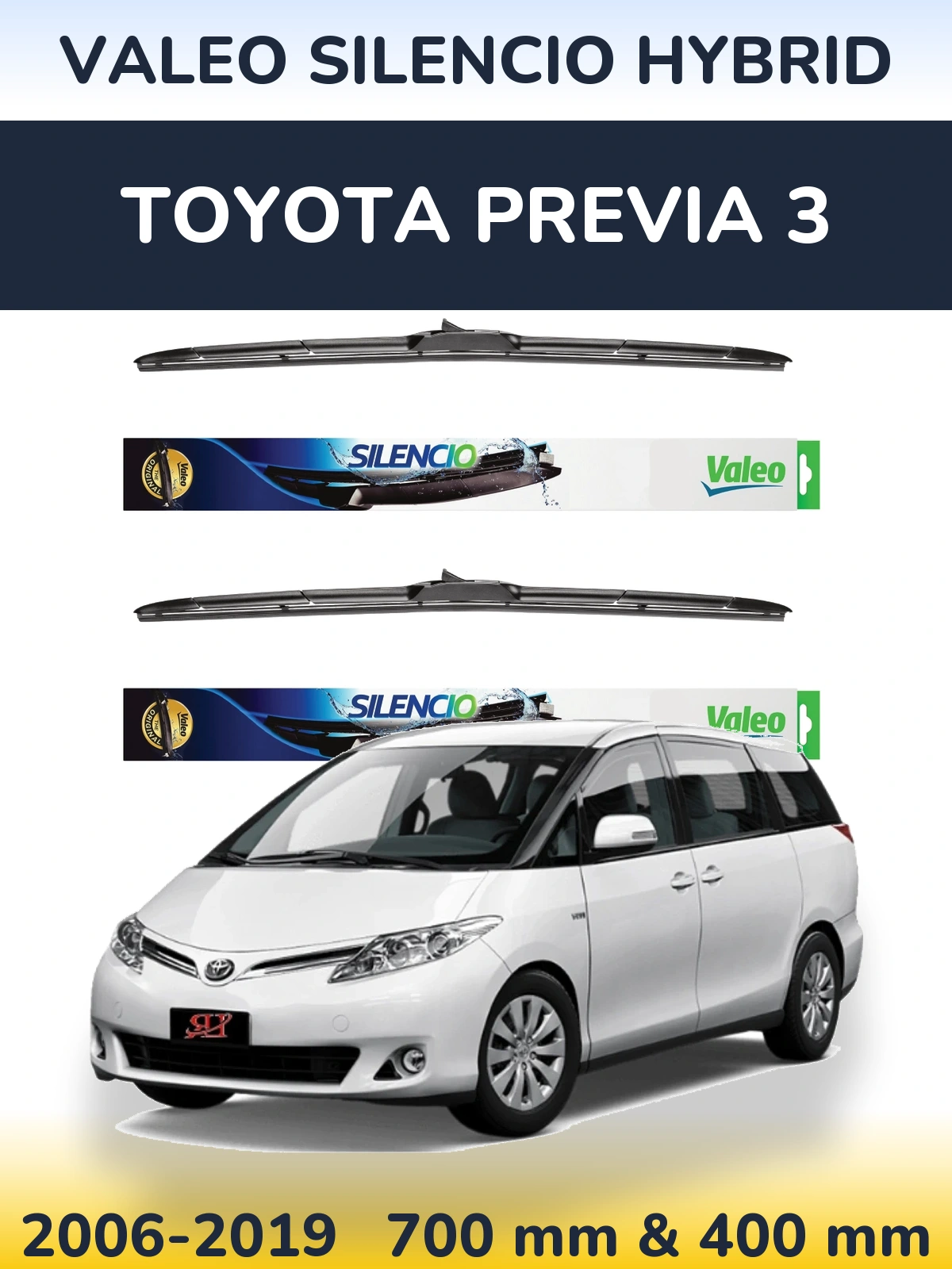 Front wiper blade set Valeo Silencio Hybrid 700 & 400 мм for Toyota Previa 3 2006-2019
