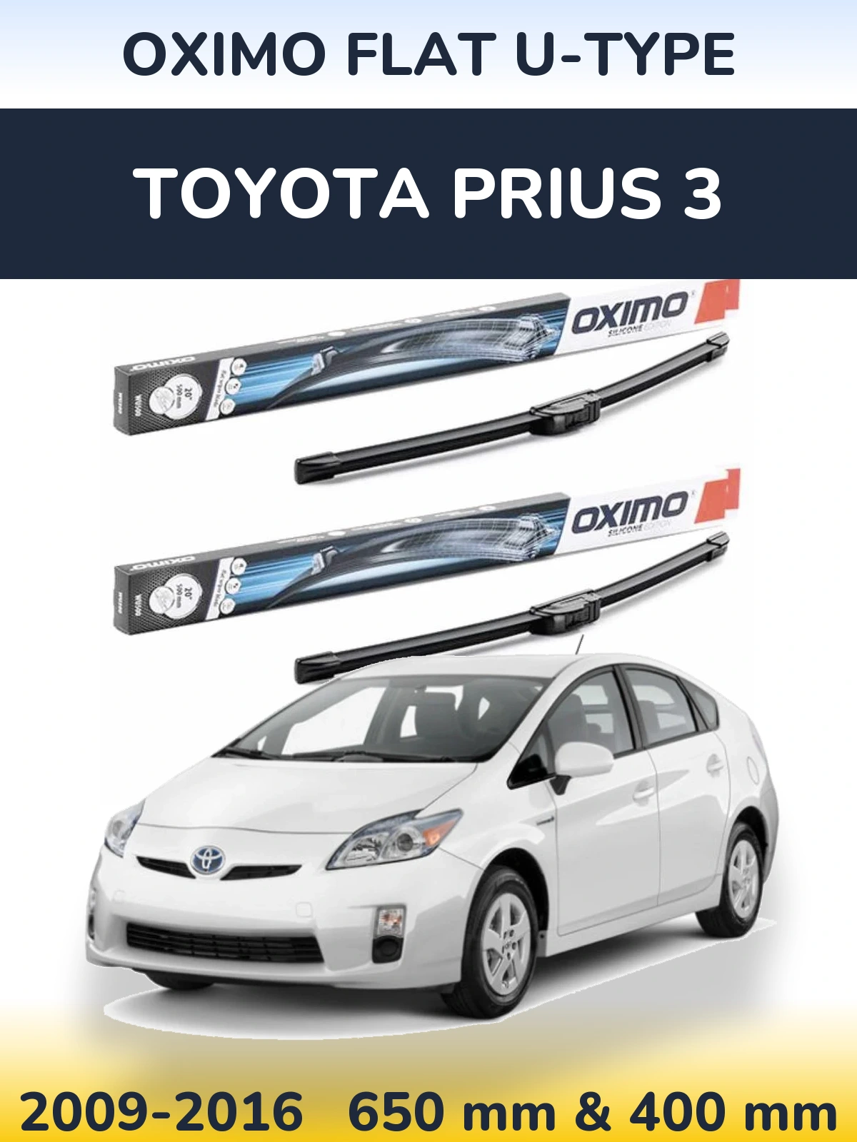 Komplet przednich wycieraczek Oximo Flat U-type 650 & 400 mm do Toyota Prius 3 2009-2016