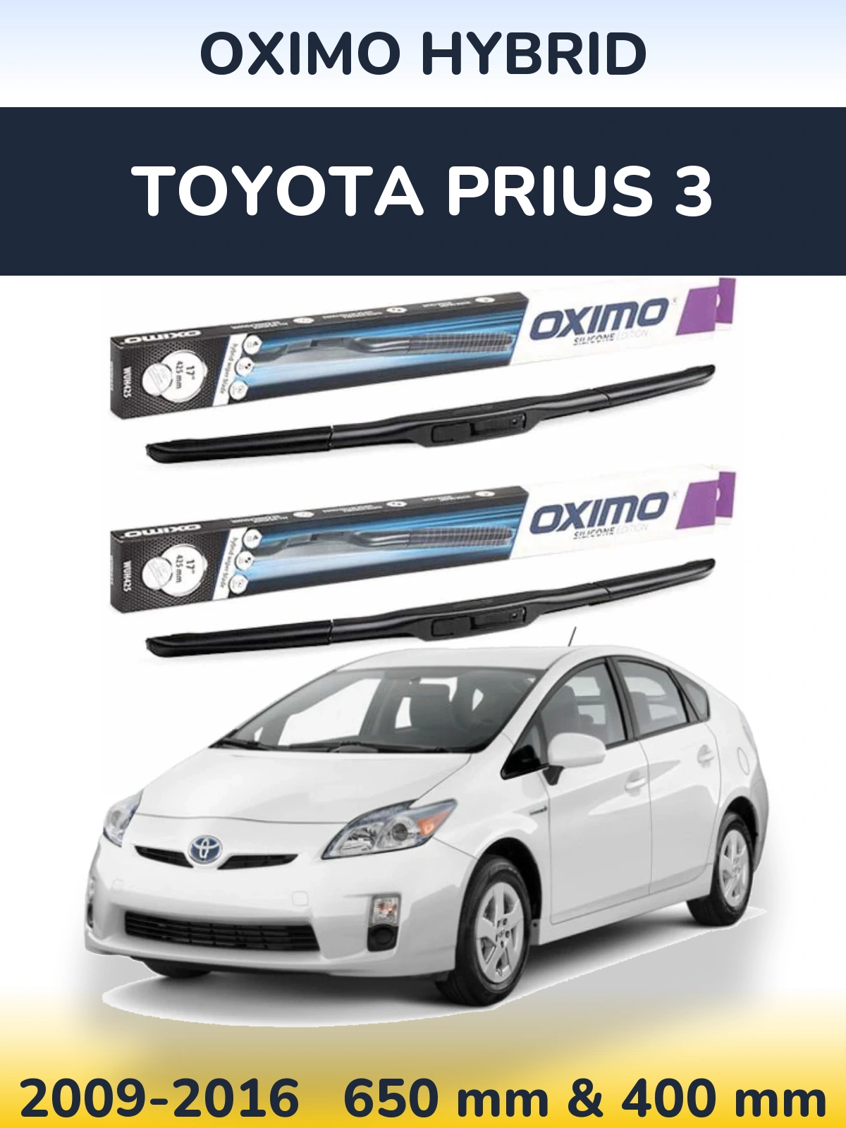 Komplet przednich wycieraczek Oximo Hybrid 650 & 400 mm do Toyota Prius 3 2009-2016