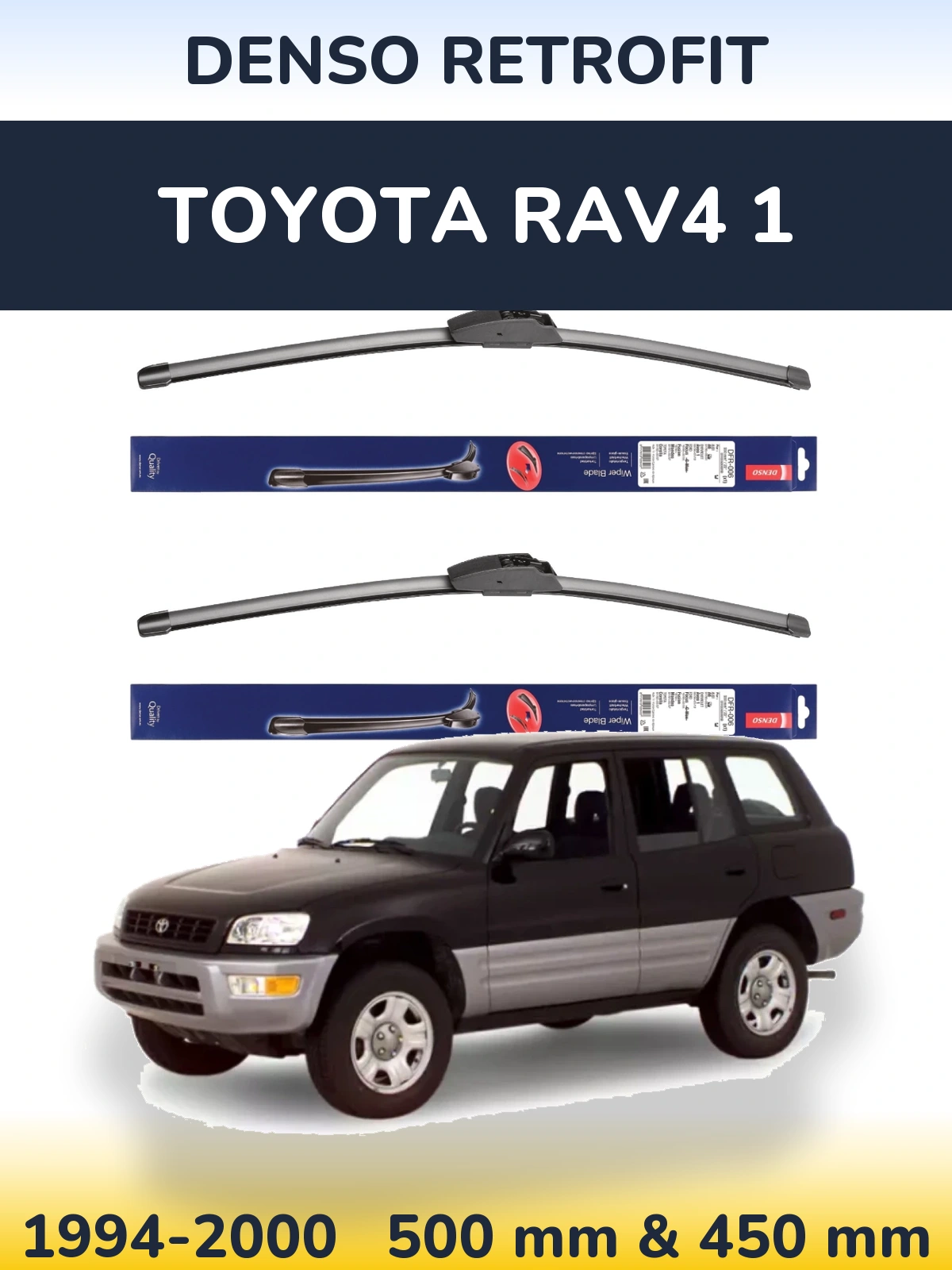 Front wiper blade set Denso Retrofit 500 & 450 мм for Toyota RAV4 1 1994-2000