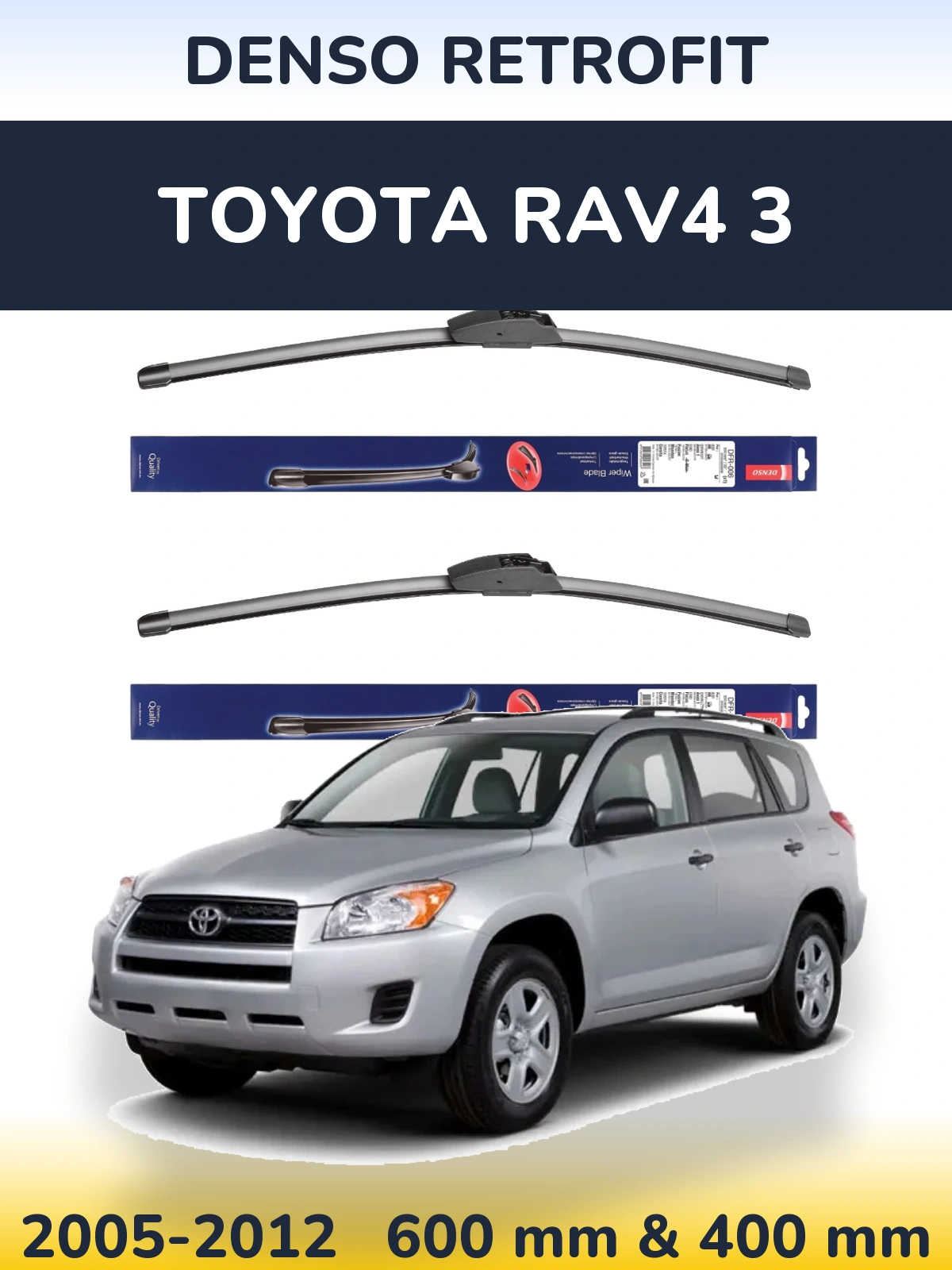 Front wiper blade set Denso Retrofit 600 & 400 мм for Toyota RAV4 3 2005-2012