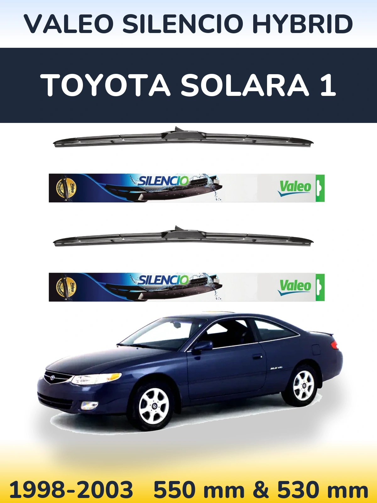 Komplet przednich wycieraczek Valeo Silencio Hybrid 550 & 530 mm do Toyota Solara 1 1998-2003