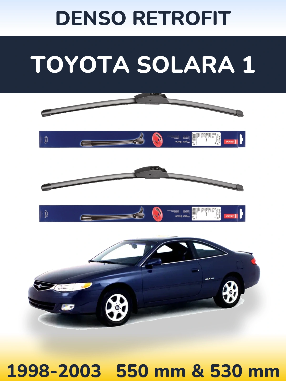 Front wiper blade set Denso Retrofit 550 & 530 мм for Toyota Solara 1 1998-2003