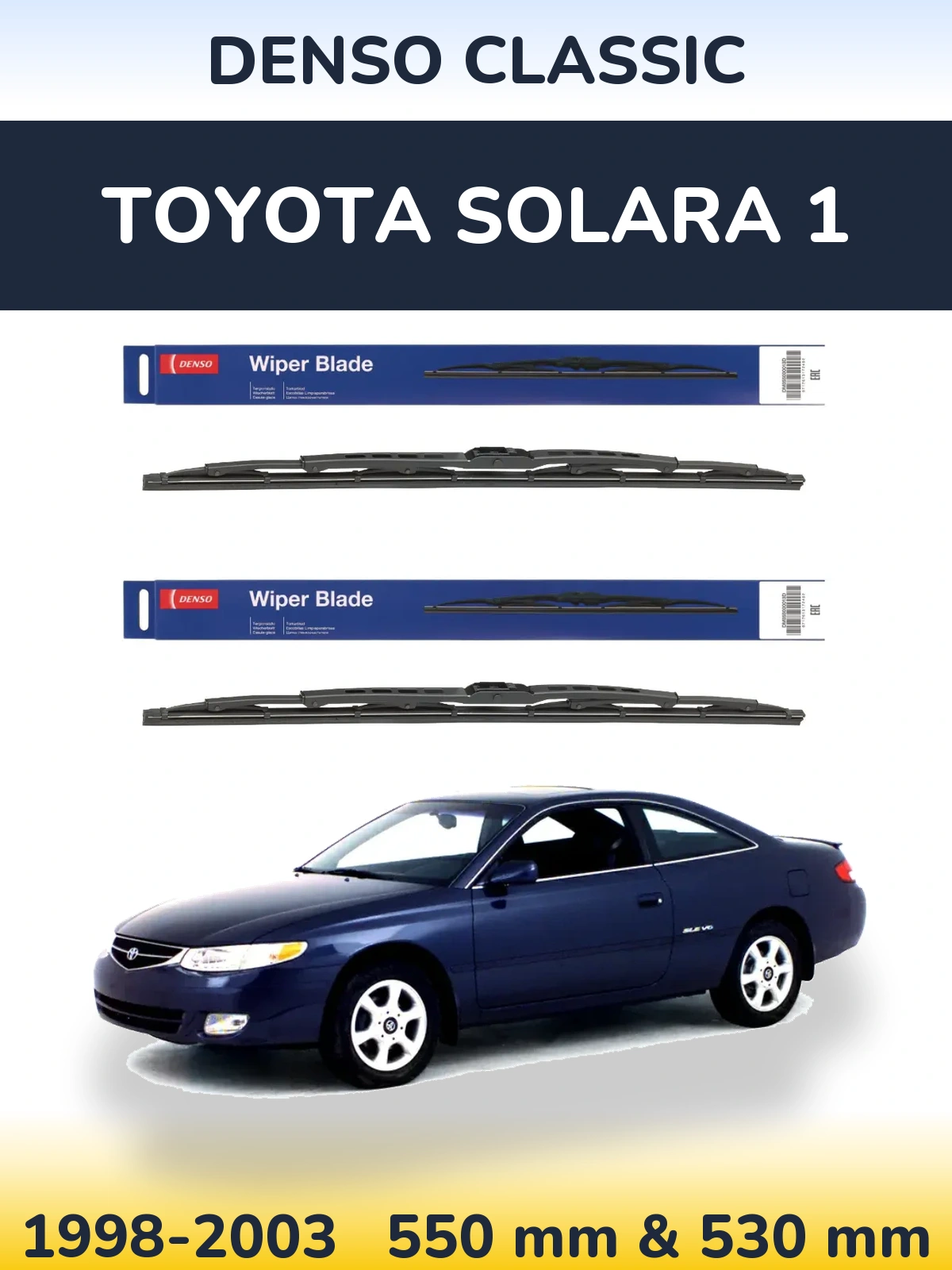 Front wiper blade set Denso Classic 550 & 530 мм for Toyota Solara 1 1998-2003