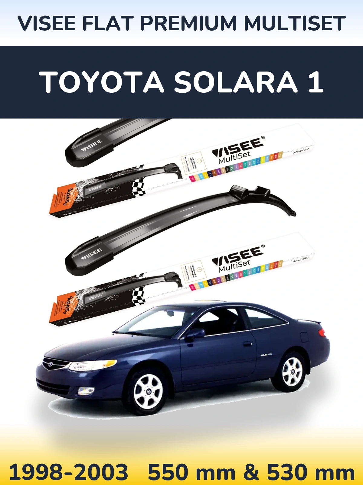 Комплект передніх щіток VISEE FLAT PREMIUM MultiSet 550 & 530 мм для Toyota Solara 1 1998-2003
