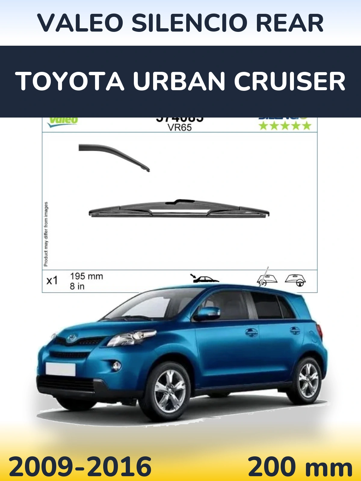 Rear wiper blade Valeo Silencio Rear 195 мм for Toyota Urban Cruiser 2009-2016