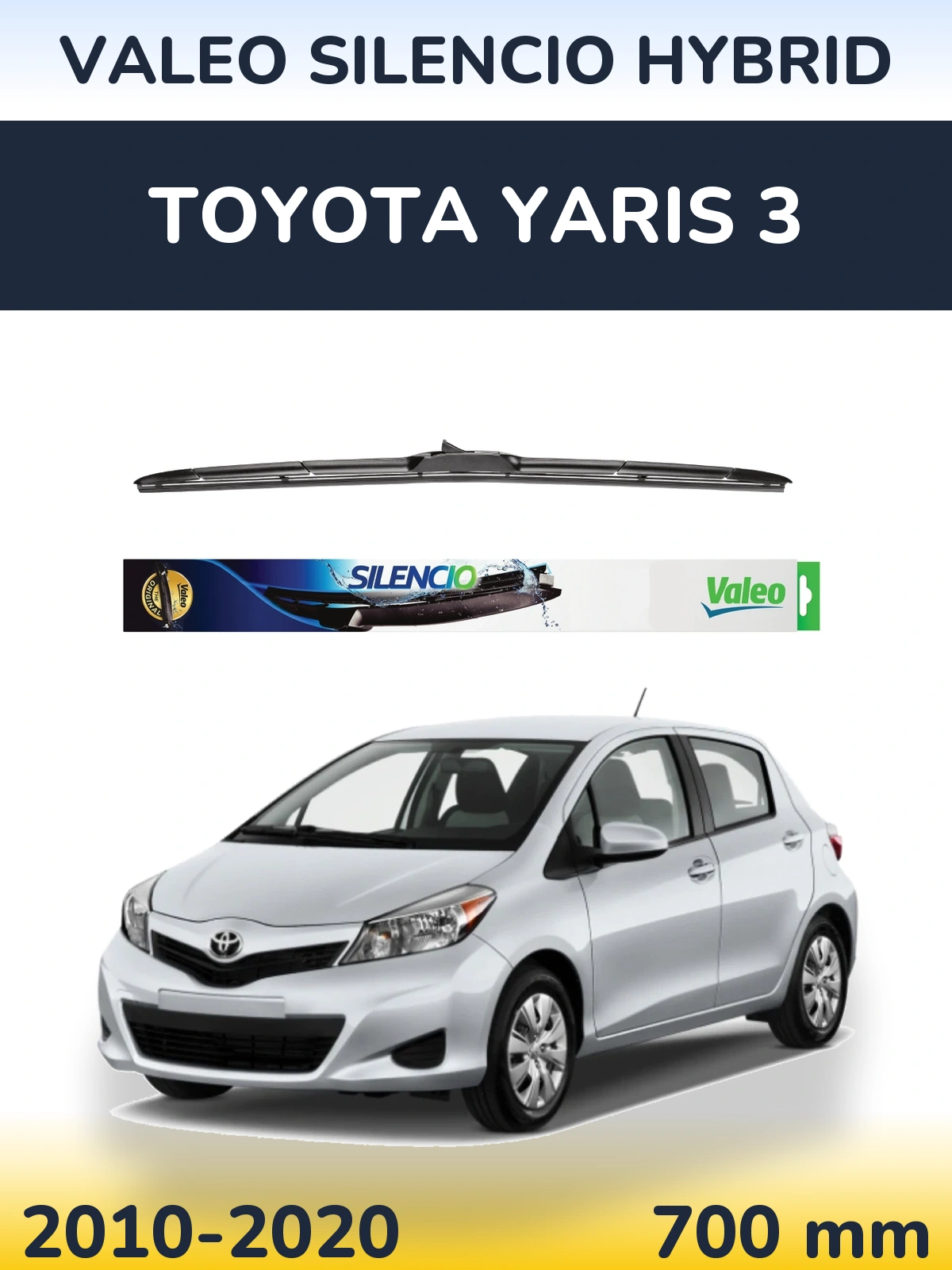 Front wiper blade Valeo Silencio Hybrid 700 мм for Toyota Yaris 3 2010-2020