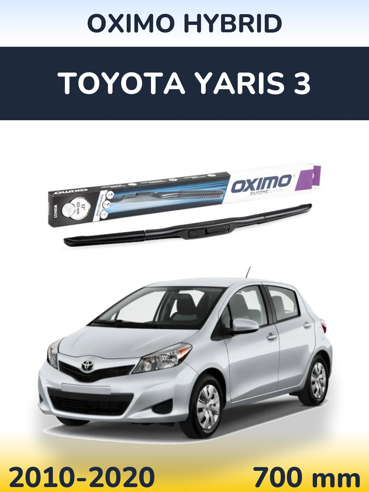 Передний дворник Oximo Hybrid 700 мм для Toyota Yaris 3 2010-2020