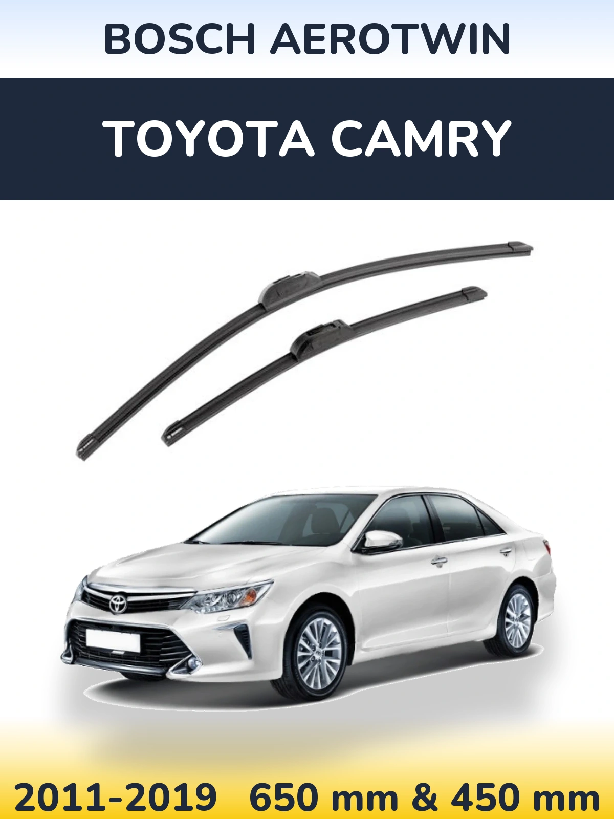 Front wiper blade set BOSCH AeroTwin 650 & 450 мм for Toyota Camry 2011-2019