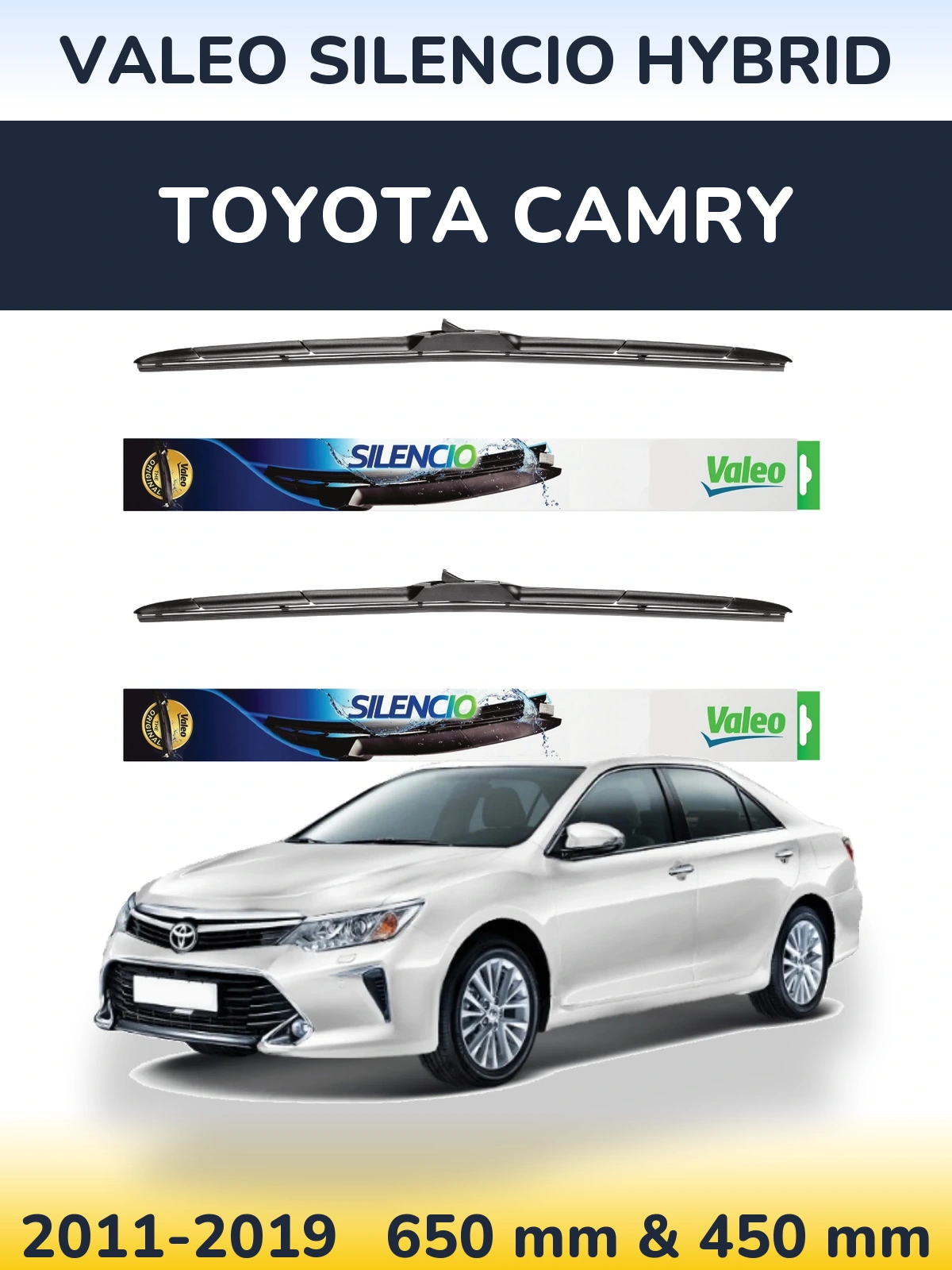 Komplet przednich wycieraczek Valeo Silencio Hybrid 650 & 450 mm do Toyota Camry 2011-2019