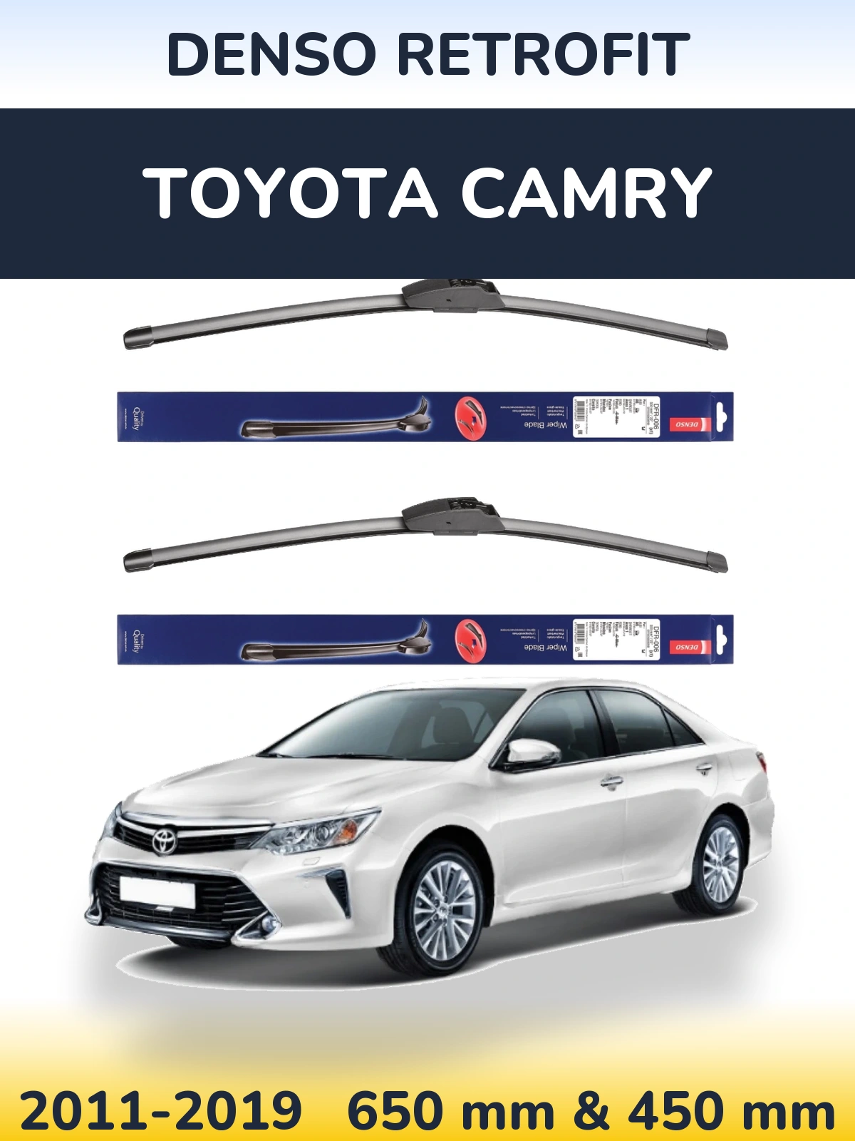 Комплект передних дворников Denso Retrofit 650 & 450 мм для Toyota Camry 2011-2019