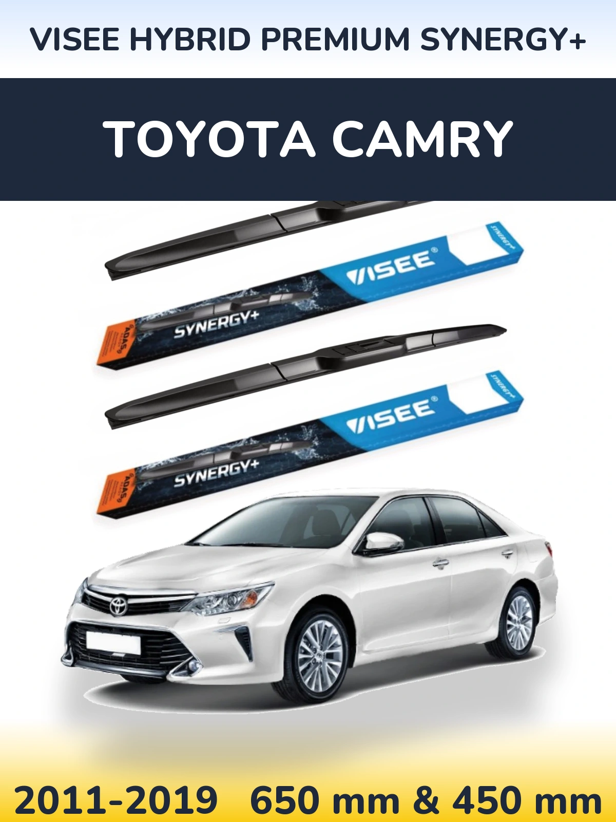Front wiper blade set VISEE HYBRID PREMIUM SYNERGY+ 650 & 450 мм for Toyota Camry 2011-2019
