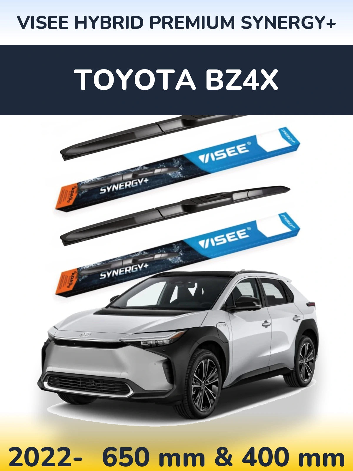 Комплект передних дворников VISEE HYBRID PREMIUM SYNERGY+ 650 & 400 мм для Toyota bZ4X 2022-2026