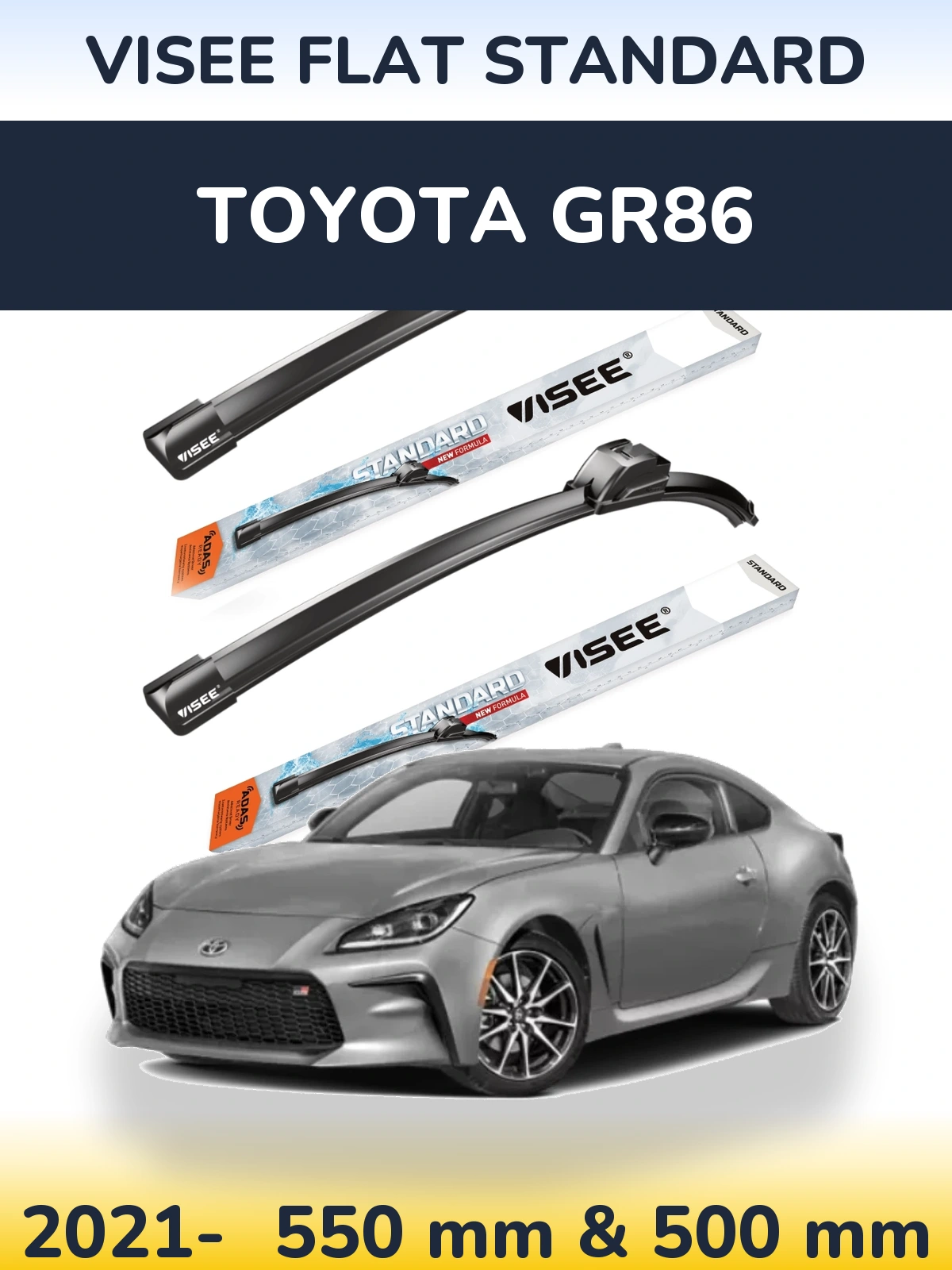 Комплект передних дворников VISEE FLAT STANDARD 550 & 500 мм для Toyota GR86 2021-2026
