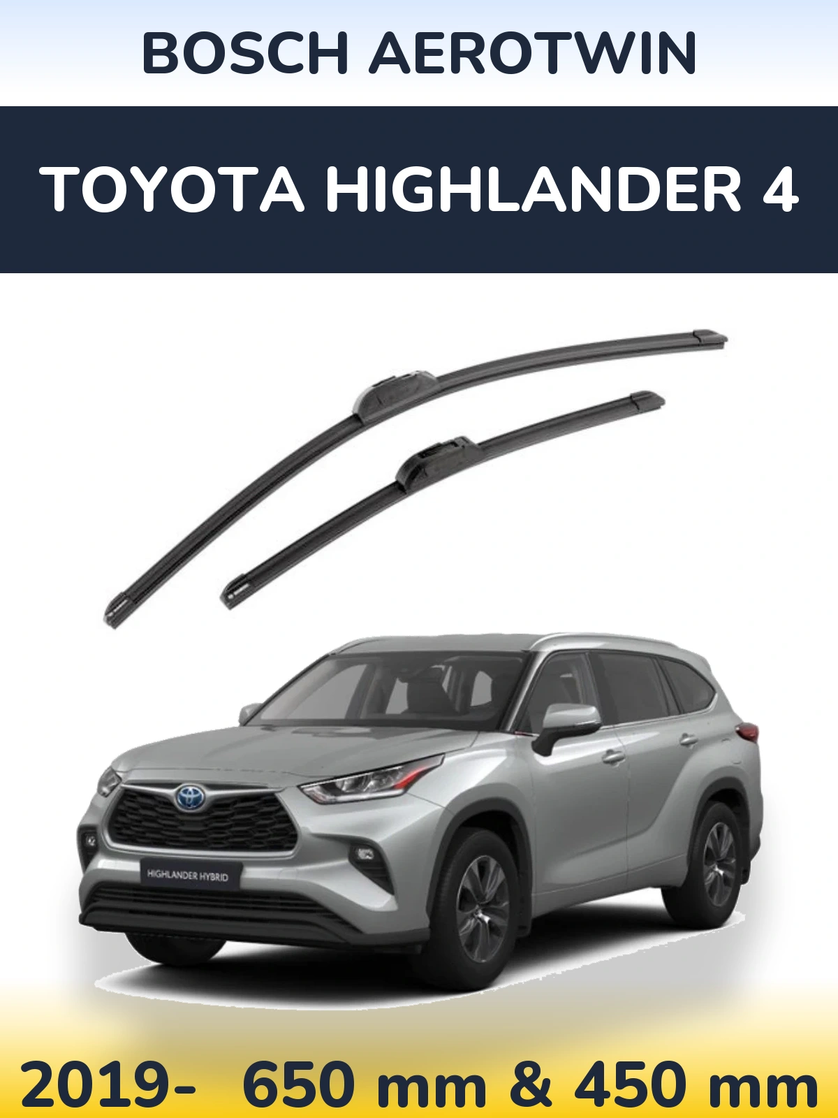Front wiper blade set BOSCH AeroTwin 650 & 450 мм for Toyota Highlander 4 2019-2026