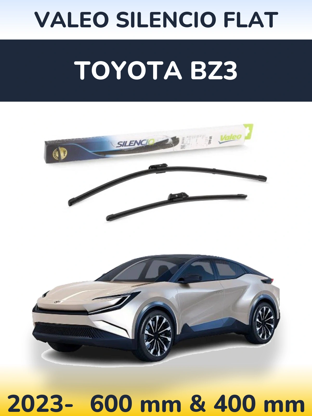 Комплект передних дворников Valeo Silencio Flat 600 & 400 мм для Toyota bZ3 2023-2026