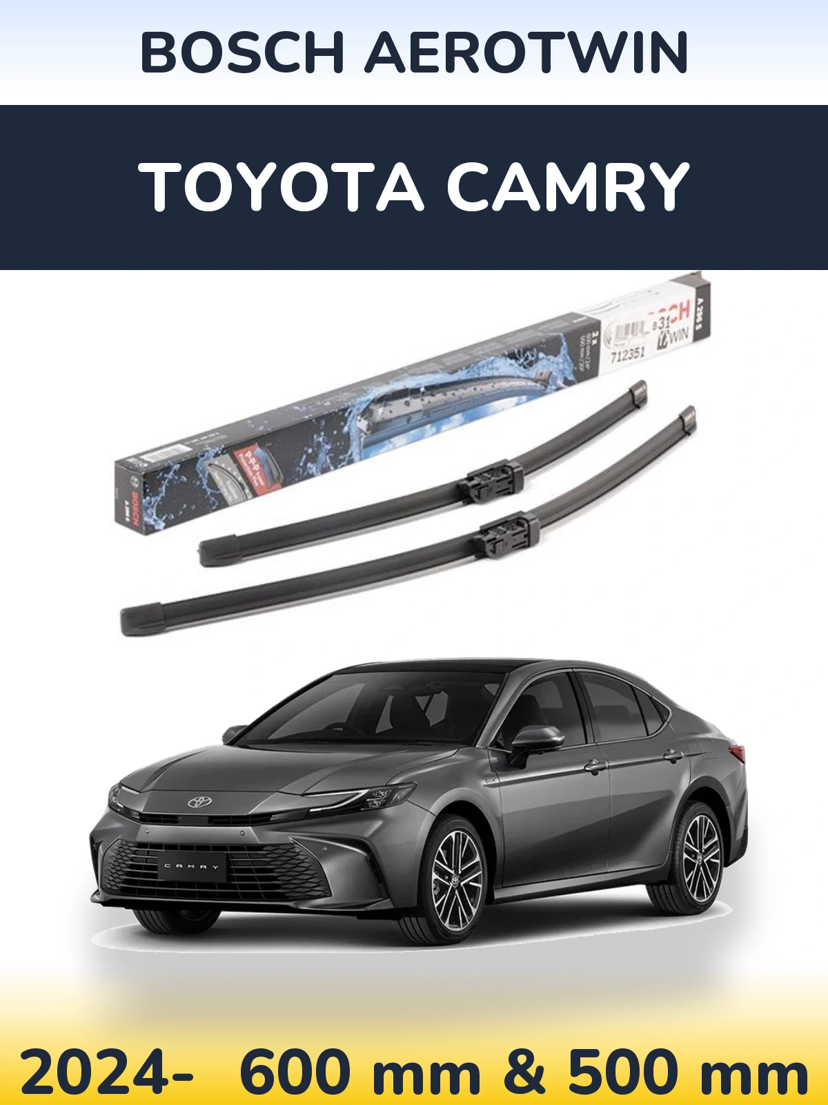 Front wiper blade set BOSCH AeroTwin 600 & 500 мм for Toyota Camry 2024-2026
