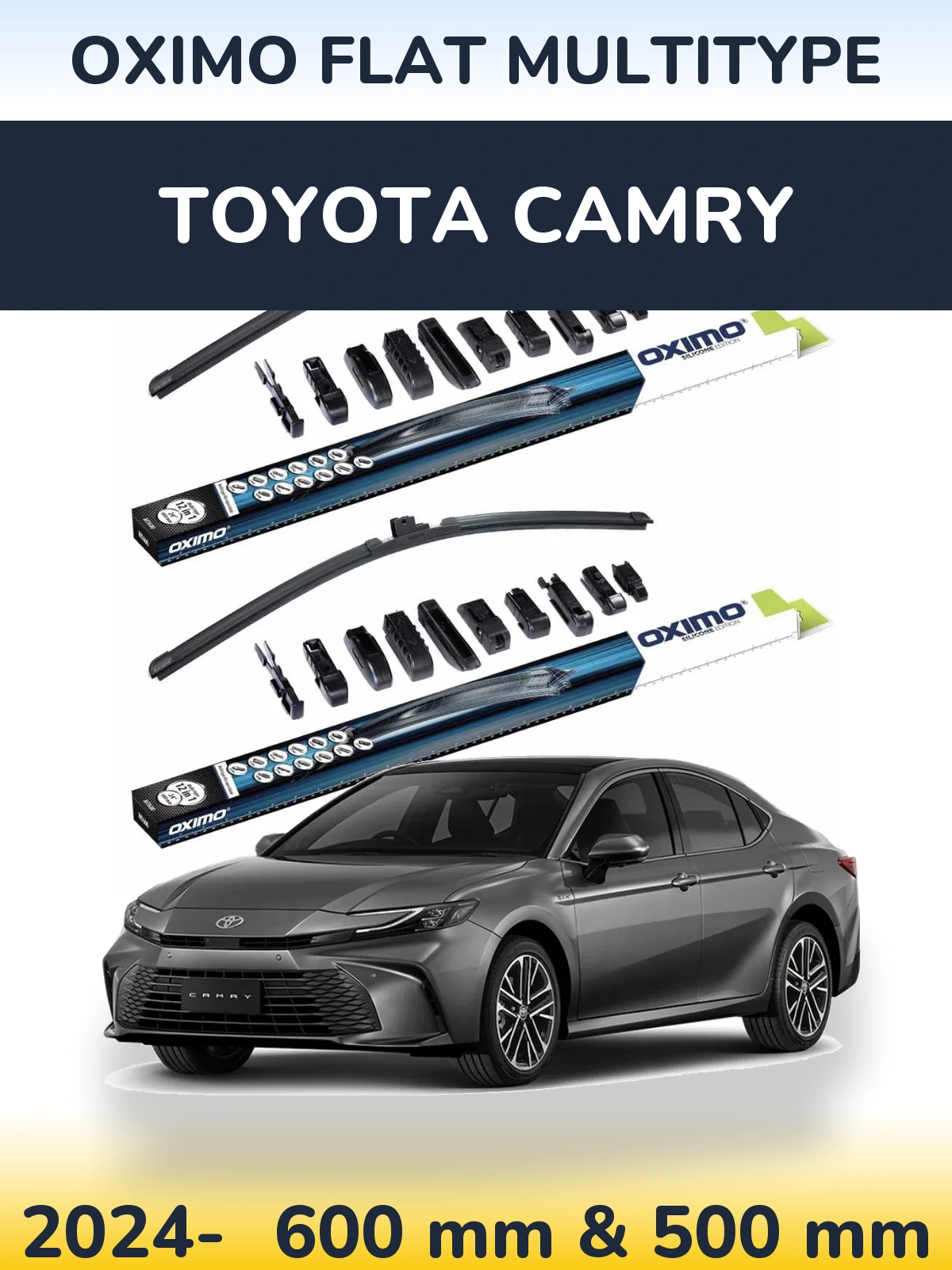 Комплект передних дворников Oximo Flat MultiТипe 600 & 500 мм для Toyota Camry 2024-2026