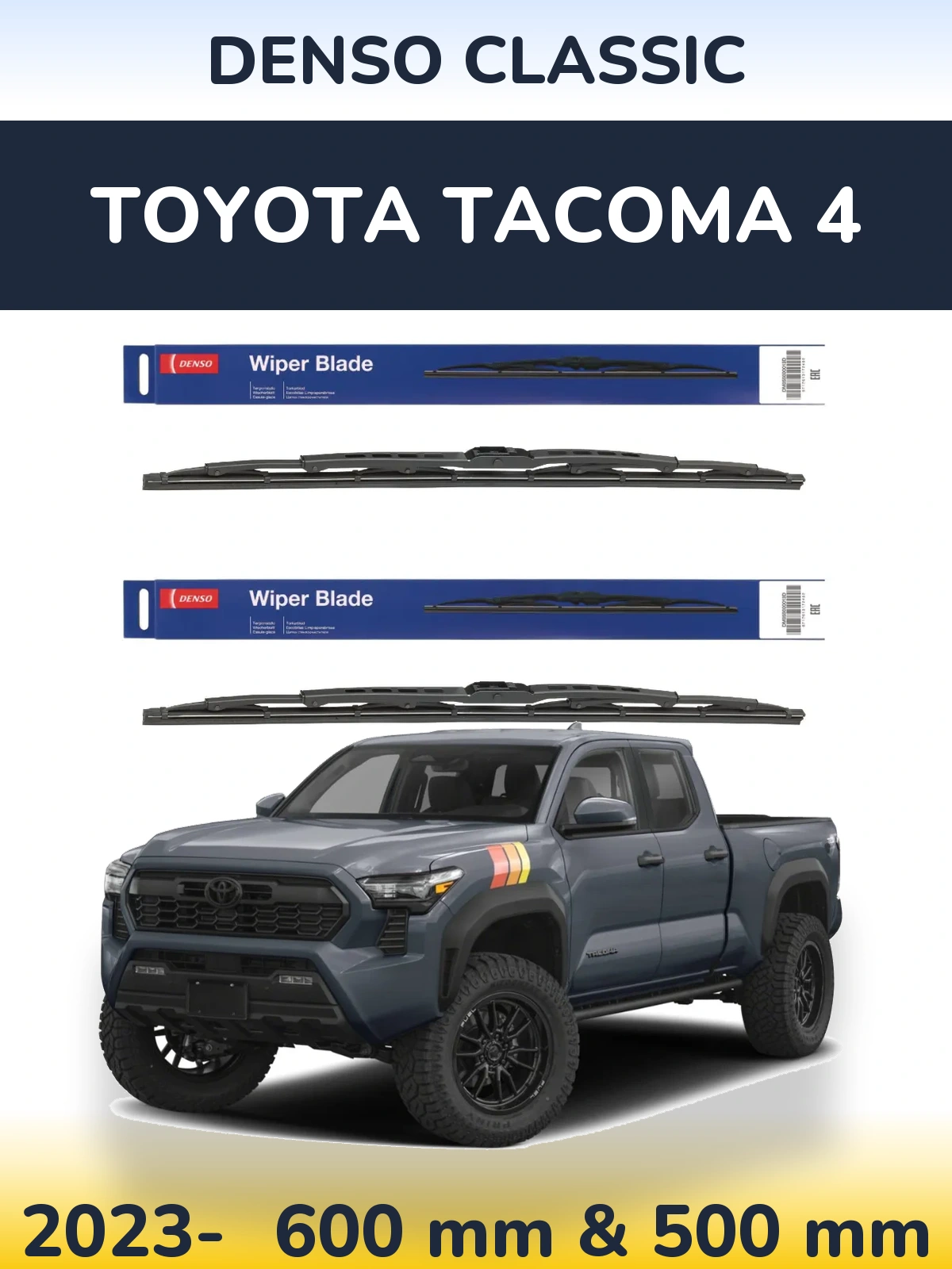 Front wiper blade set Denso Classic 600 & 500 mm for Toyota Tacoma 4 2023-2026