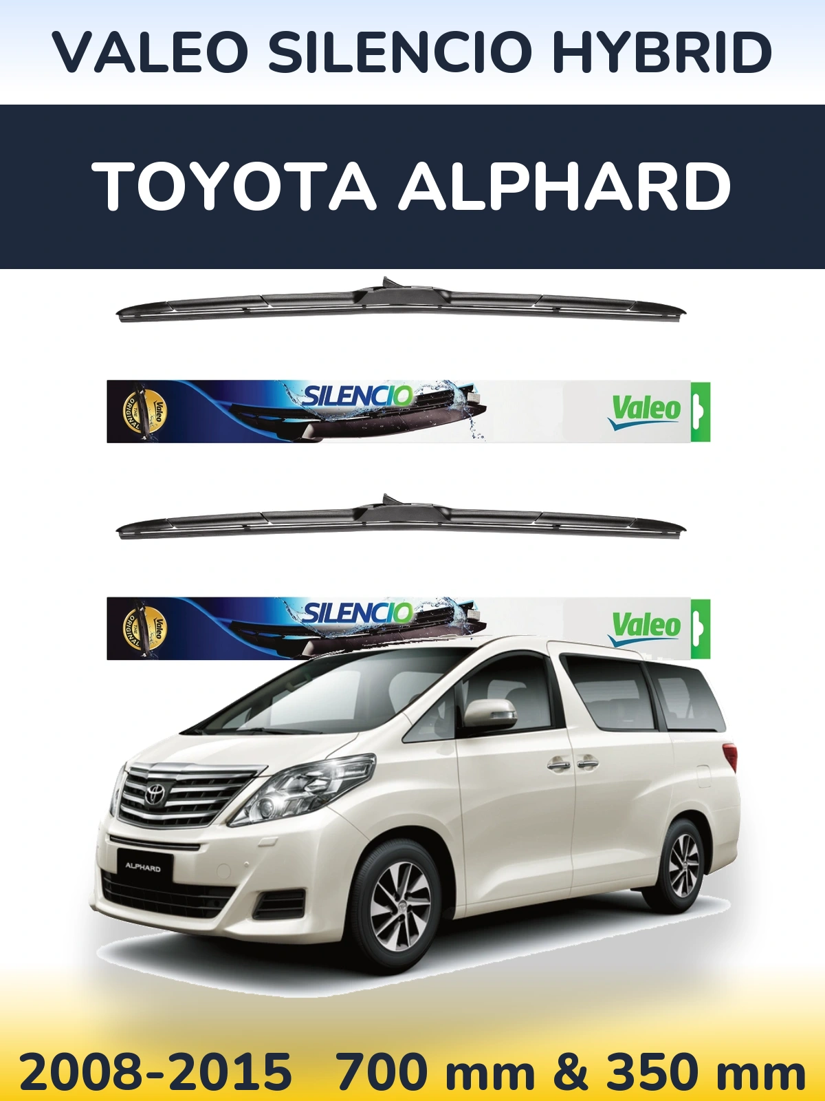 Комплект передних дворников Valeo Silencio Hybrid 700 & 350 мм для Toyota Alphard 2008-2015