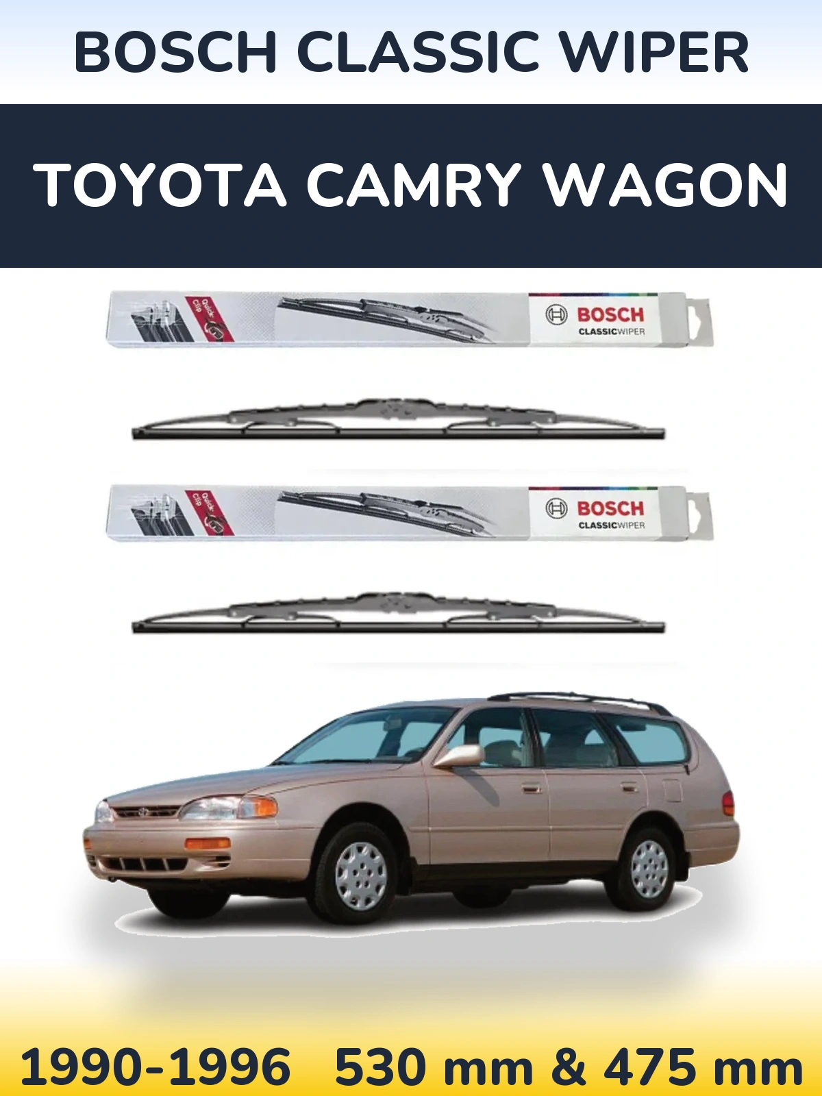 Комплект передних дворников BOSCH Classic Wiper 530 & 475 мм для Toyota Camry Wagon 1990-1996