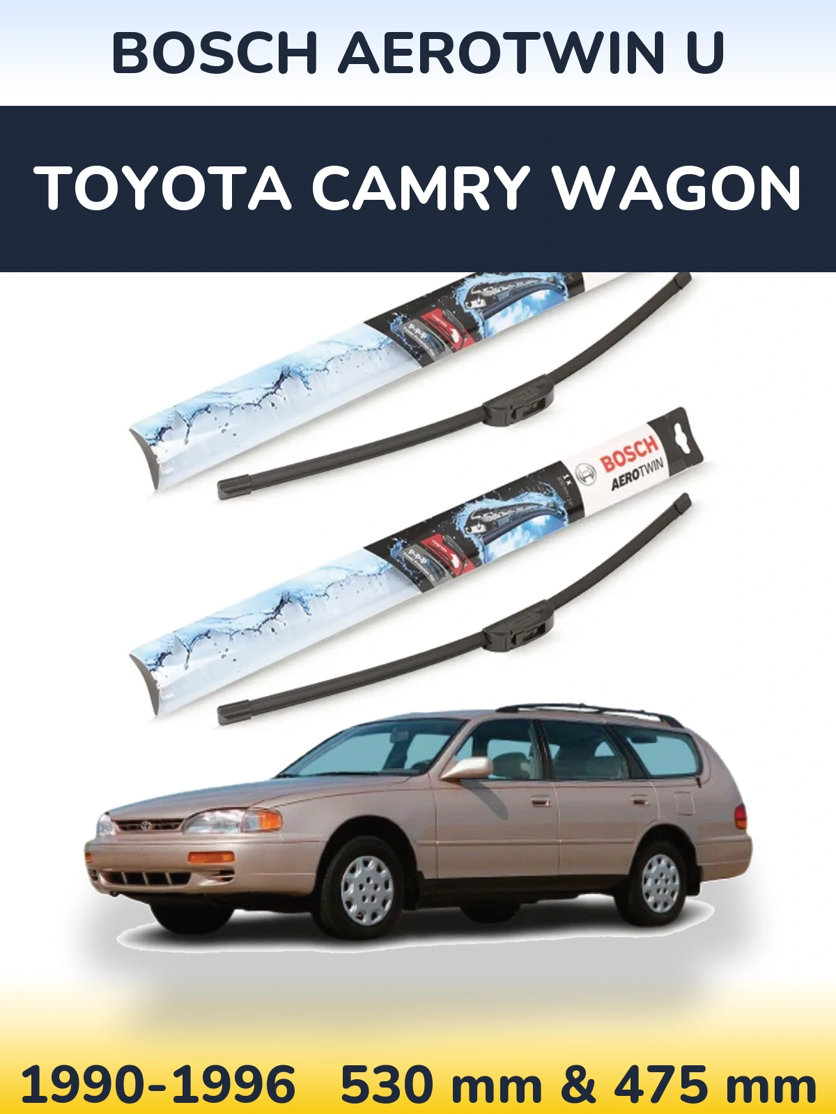 Комплект передних дворников BOSCH AeroTwin U 530 & 475 мм для Toyota Camry Wagon 1990-1996