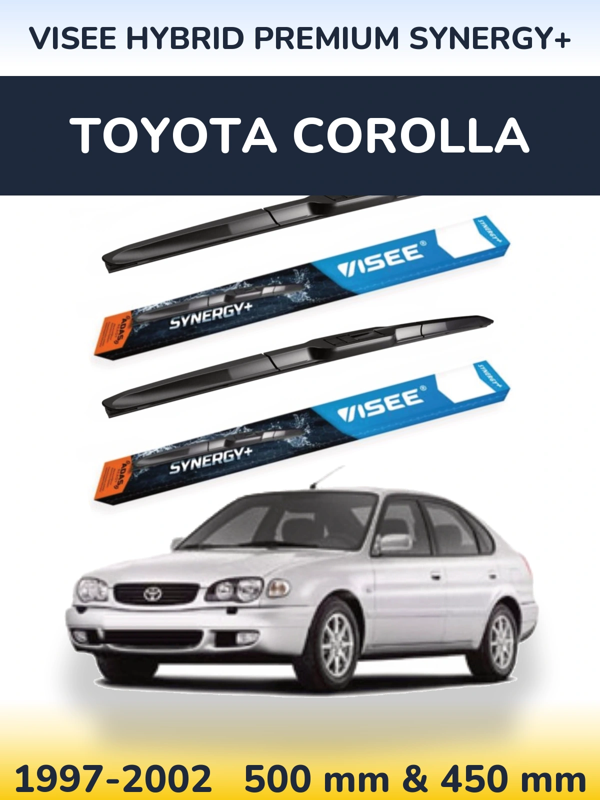Комплект передних дворников VISEE HYBRID PREMIUM SYNERGY+ 500 & 450 мм для Toyota Corolla 1997-2002