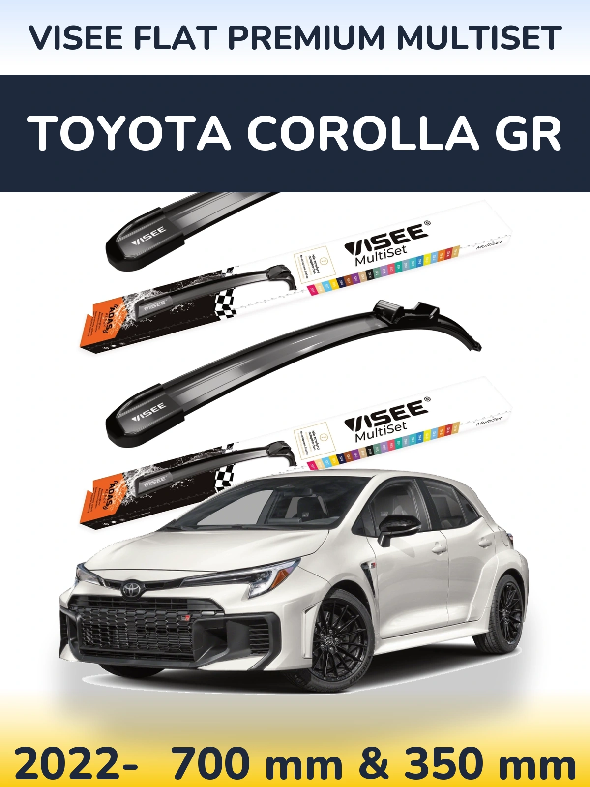 Комплект передніх щіток VISEE FLAT PREMIUM MultiSet 700 & 350 мм для Toyota Corolla GR 2022-2026