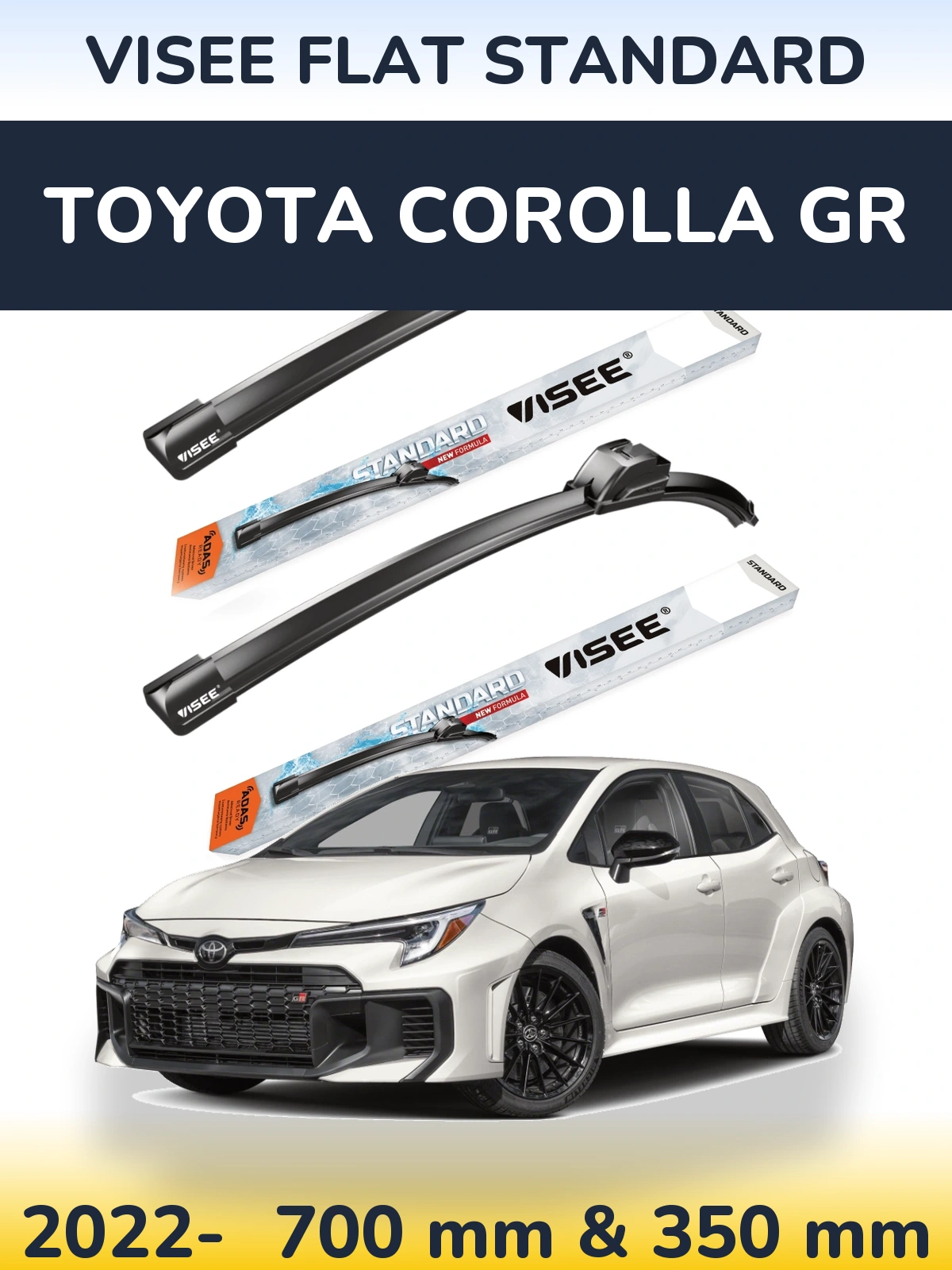 Комплект передніх щіток VISEE FLAT STANDARD 700 & 350 мм для Toyota Corolla GR 2022-2026