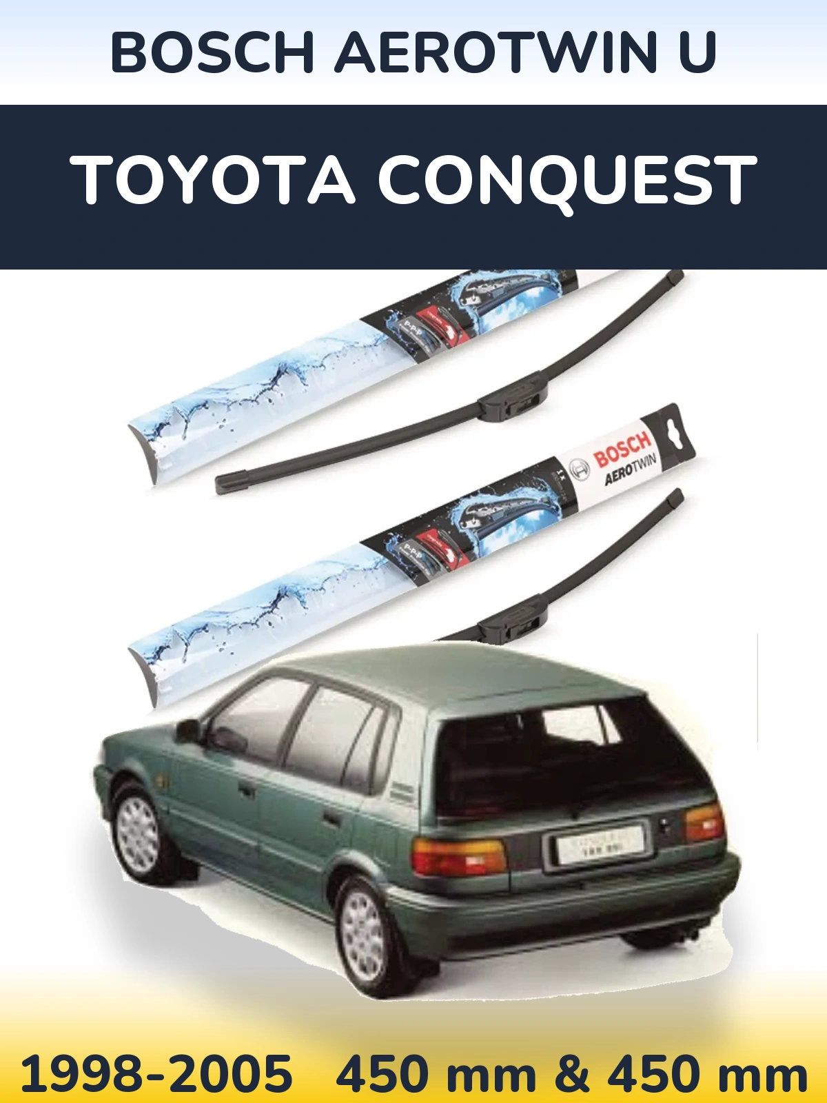 Комплект передних дворников BOSCH AeroTwin U 450 & 450 мм для Toyota Conquest 1998-2005