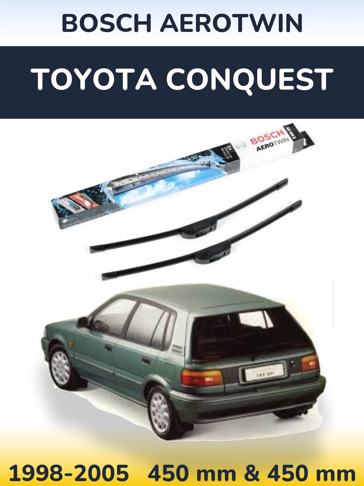 Комплект передних дворников BOSCH AeroTwin 450 & 450 мм для Toyota Conquest 1998-2005