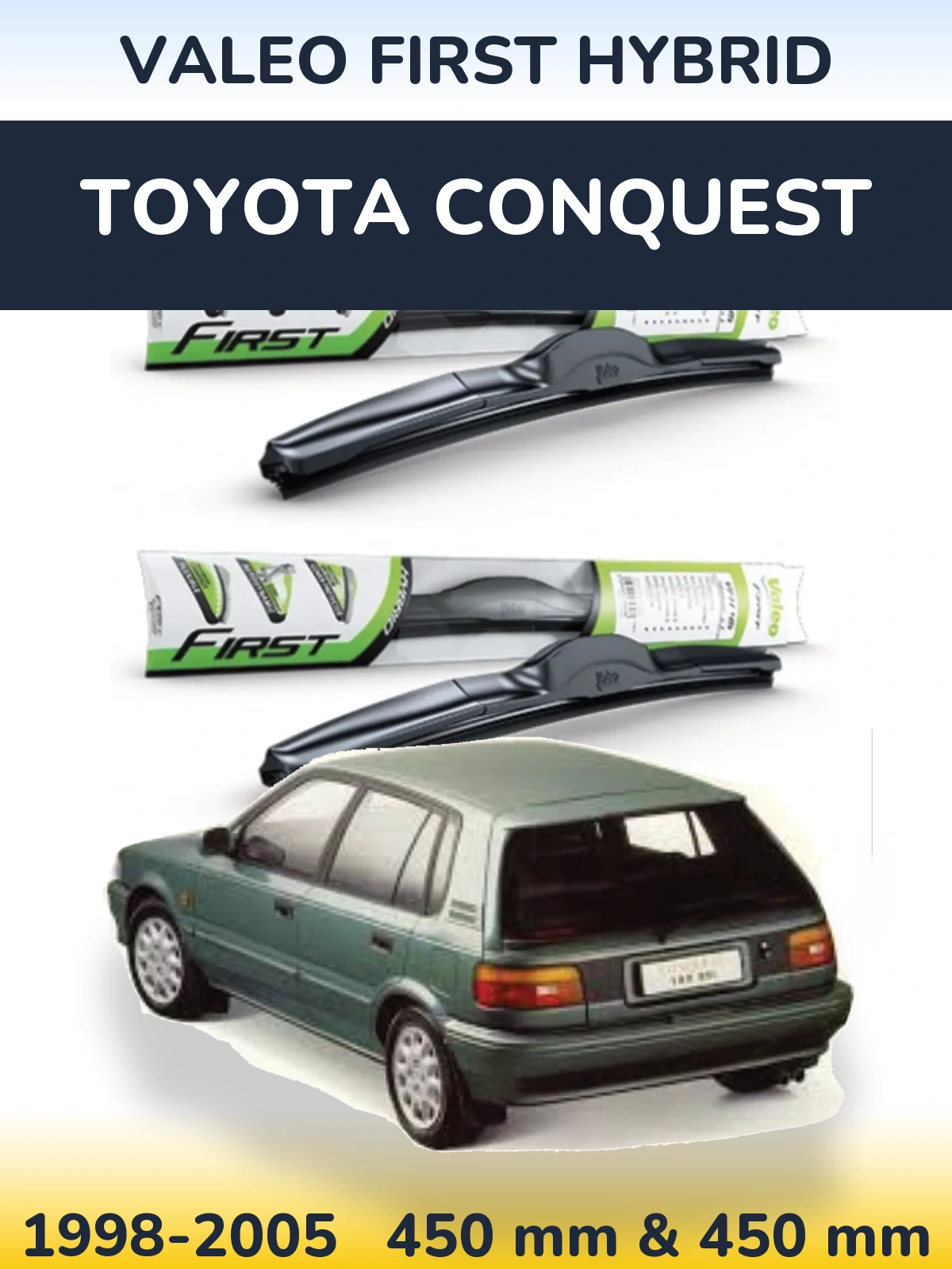 Комплект передних дворников Valeo First Hybrid 450 & 450 мм для Toyota Conquest 1998-2005