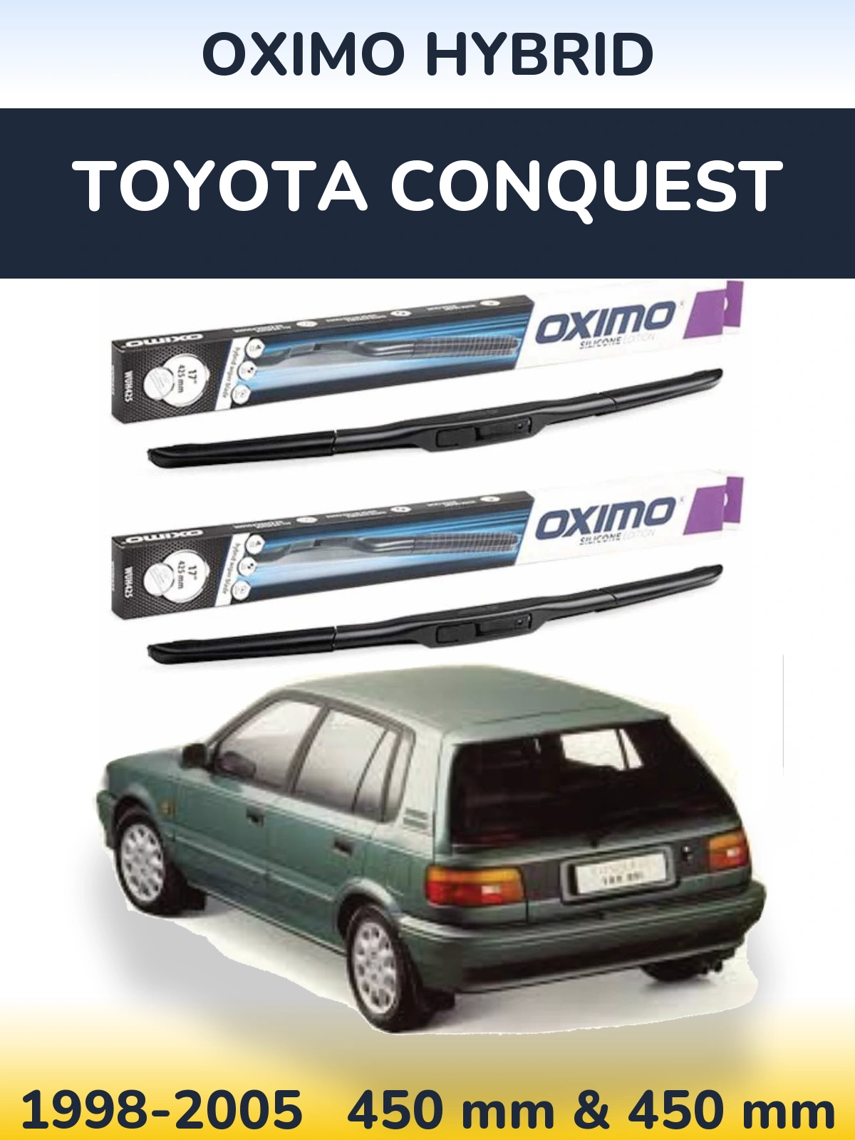 Комплект передних дворников Oximo Hybrid 450 & 450 мм для Toyota Conquest 1998-2005