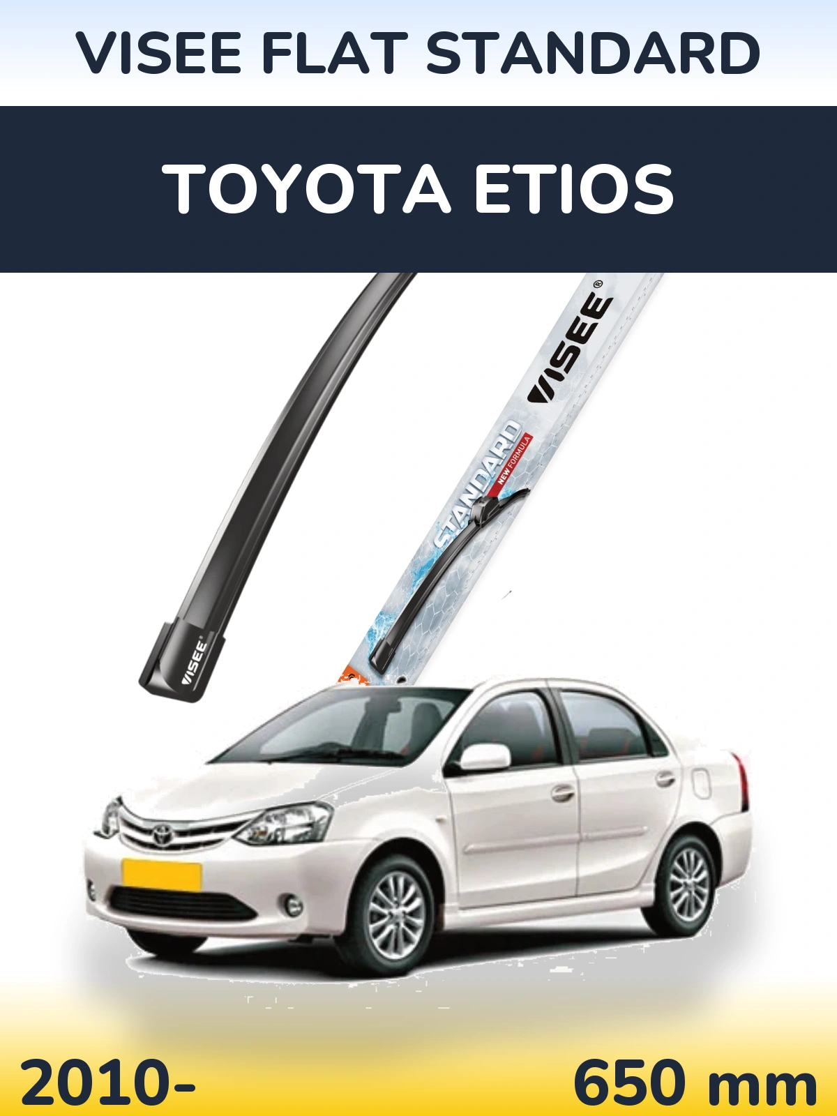 Передня щітка VISEE FLAT STANDARD 650 мм для Toyota Etios 2010-2026