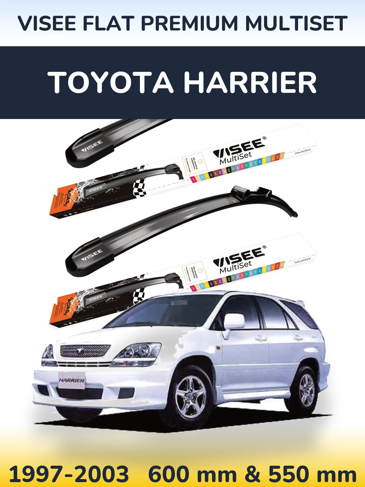 Komplet przednich wycieraczek VISEE FLAT PREMIUM MultiSet 600 & 550 mm do Toyota Harrier 1997-2003