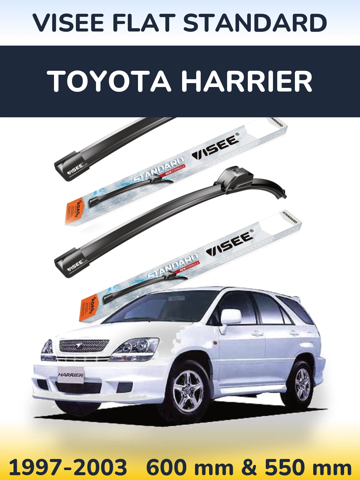 Комплект передніх щіток VISEE FLAT STANDARD 600 & 550 мм для Toyota Harrier 1997-2003