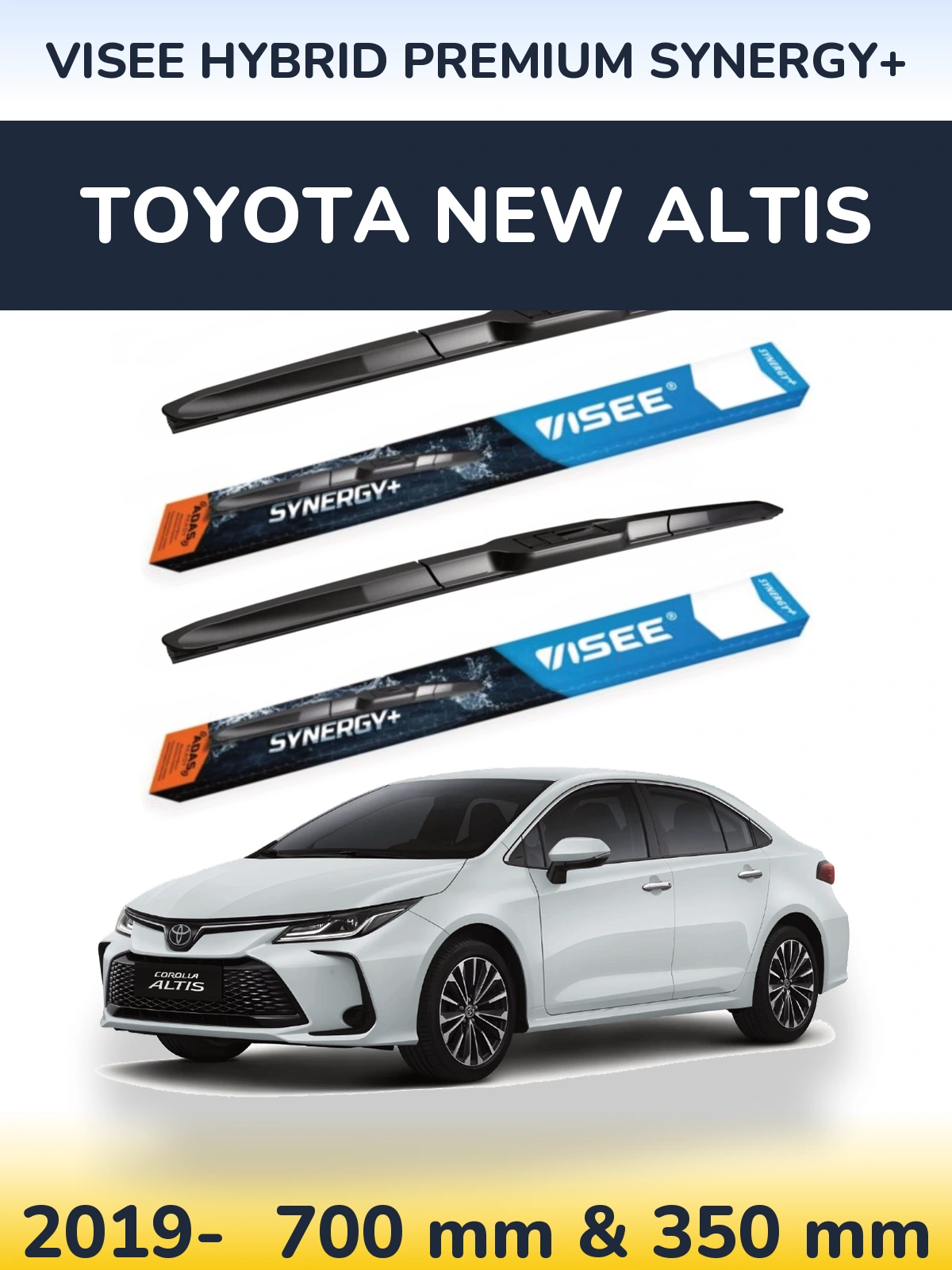 Комплект передних дворников VISEE HYBRID PREMIUM SYNERGY+ 700 & 350 мм для Toyota New Altis 2019-2026