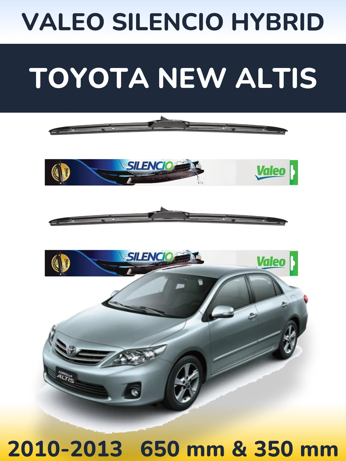 Комплект передних дворников Valeo Silencio Hybrid 650 & 350 мм для Toyota New Altis 2010-2013