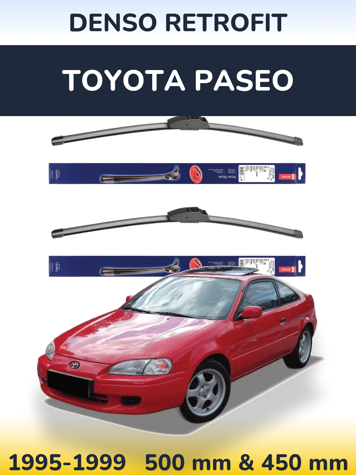 Комплект передних дворников Denso Retrofit 500 & 450 мм для Toyota Paseo 1995-1999
