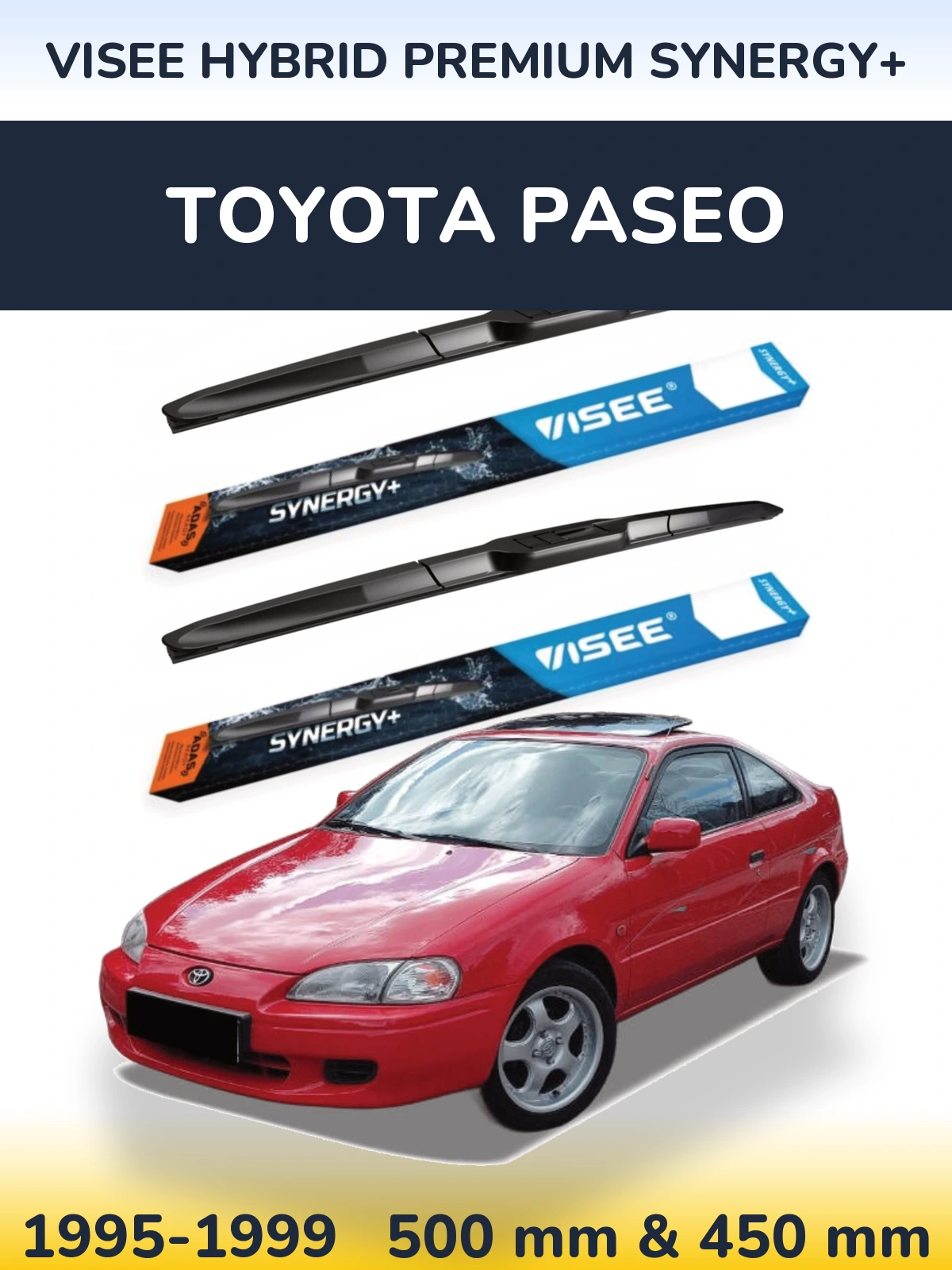 Комплект передних дворников VISEE HYBRID PREMIUM SYNERGY+ 500 & 450 мм для Toyota Paseo 1995-1999