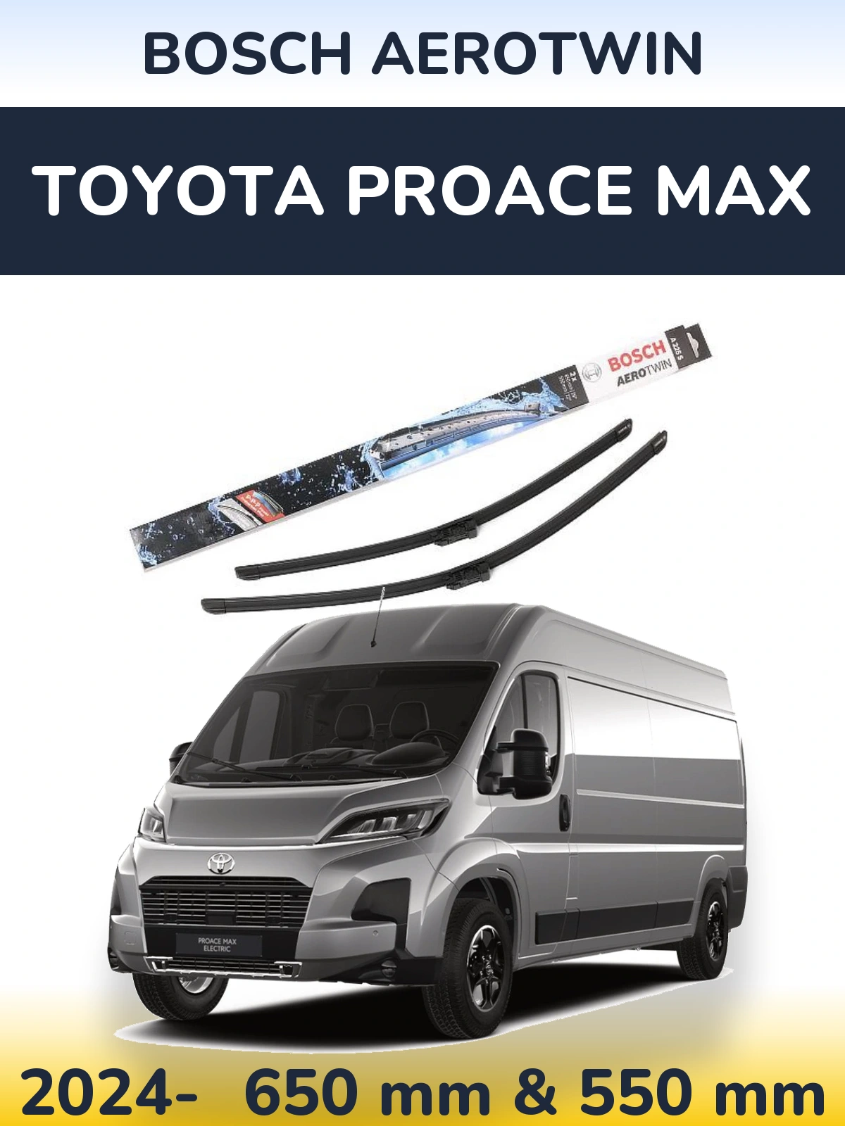 Комплект передніх щіток BOSCH AeroTwin 650 & 550 мм для Toyota ProAce Max 2024-2026