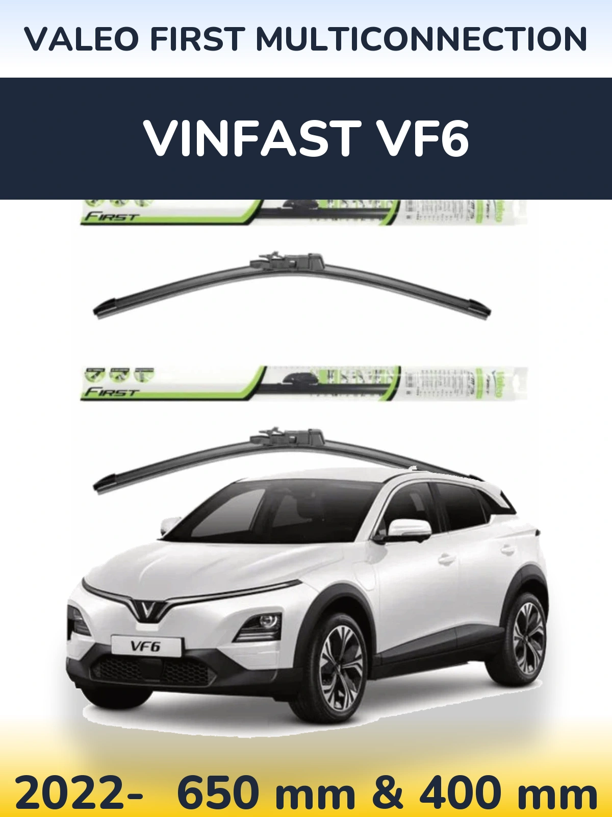Komplet przednich wycieraczek Valeo First MultiConnection 650 & 400 mm do Vinfast VF6 2022-2026