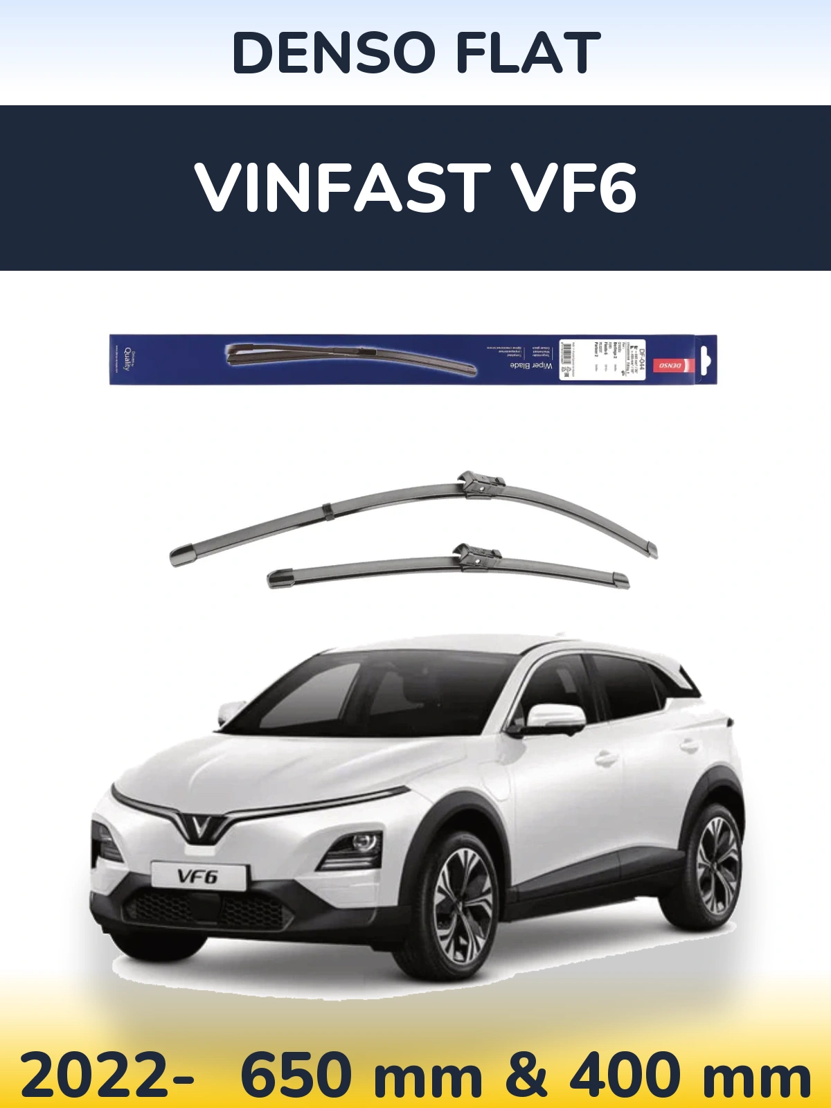 Komplet przednich wycieraczek Denso Flat 650 & 400 mm do Vinfast VF6 2022-2026