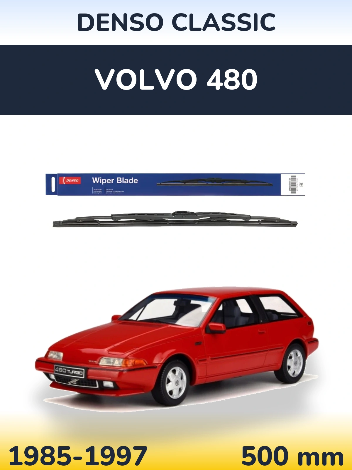 Rear wiper blade Denso Classic 500 мм for Volvo 480 1985-1997