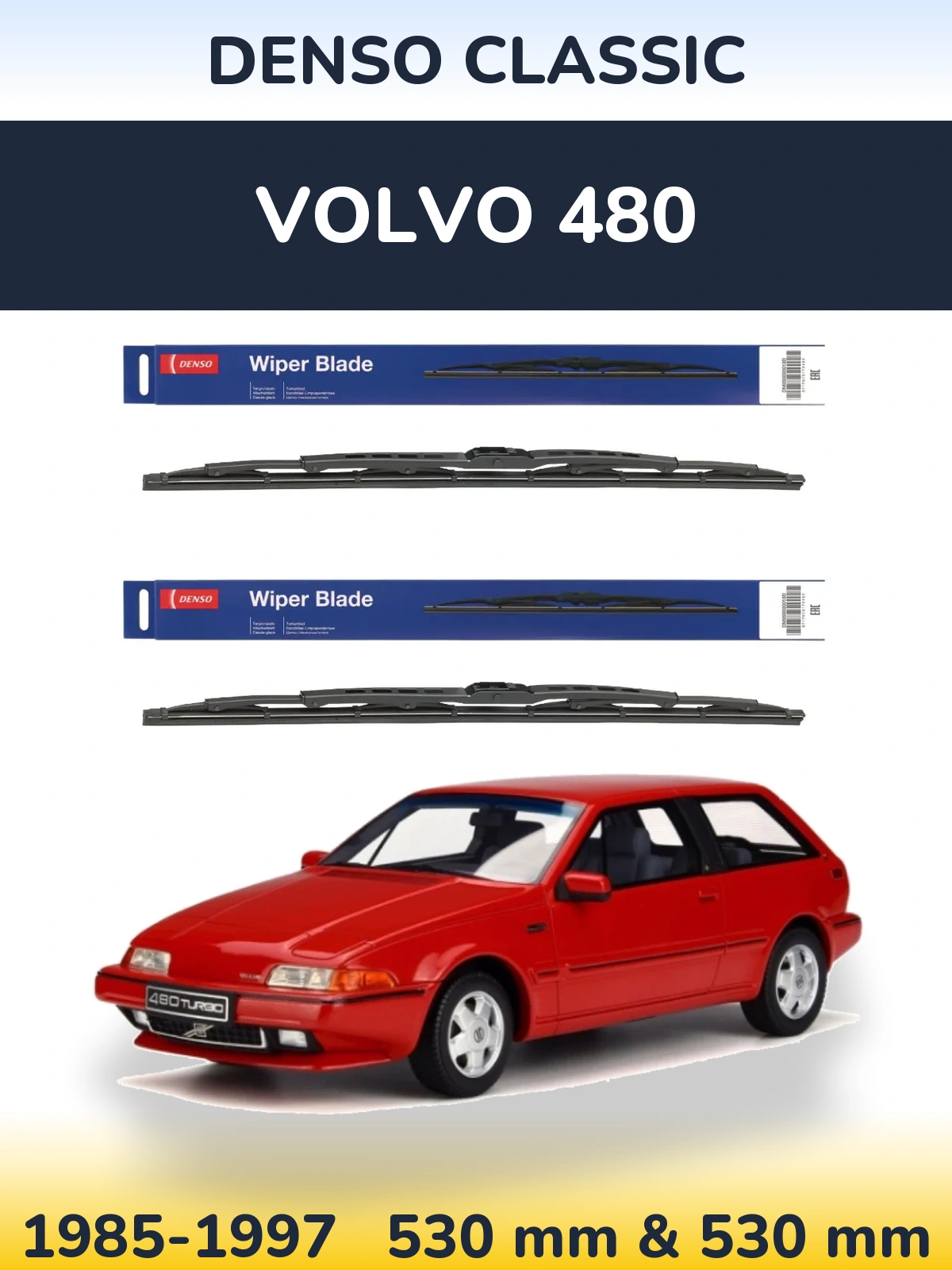 Komplet przednich wycieraczek Denso Classic 530 & 530 mm do Volvo 480 1985-1997