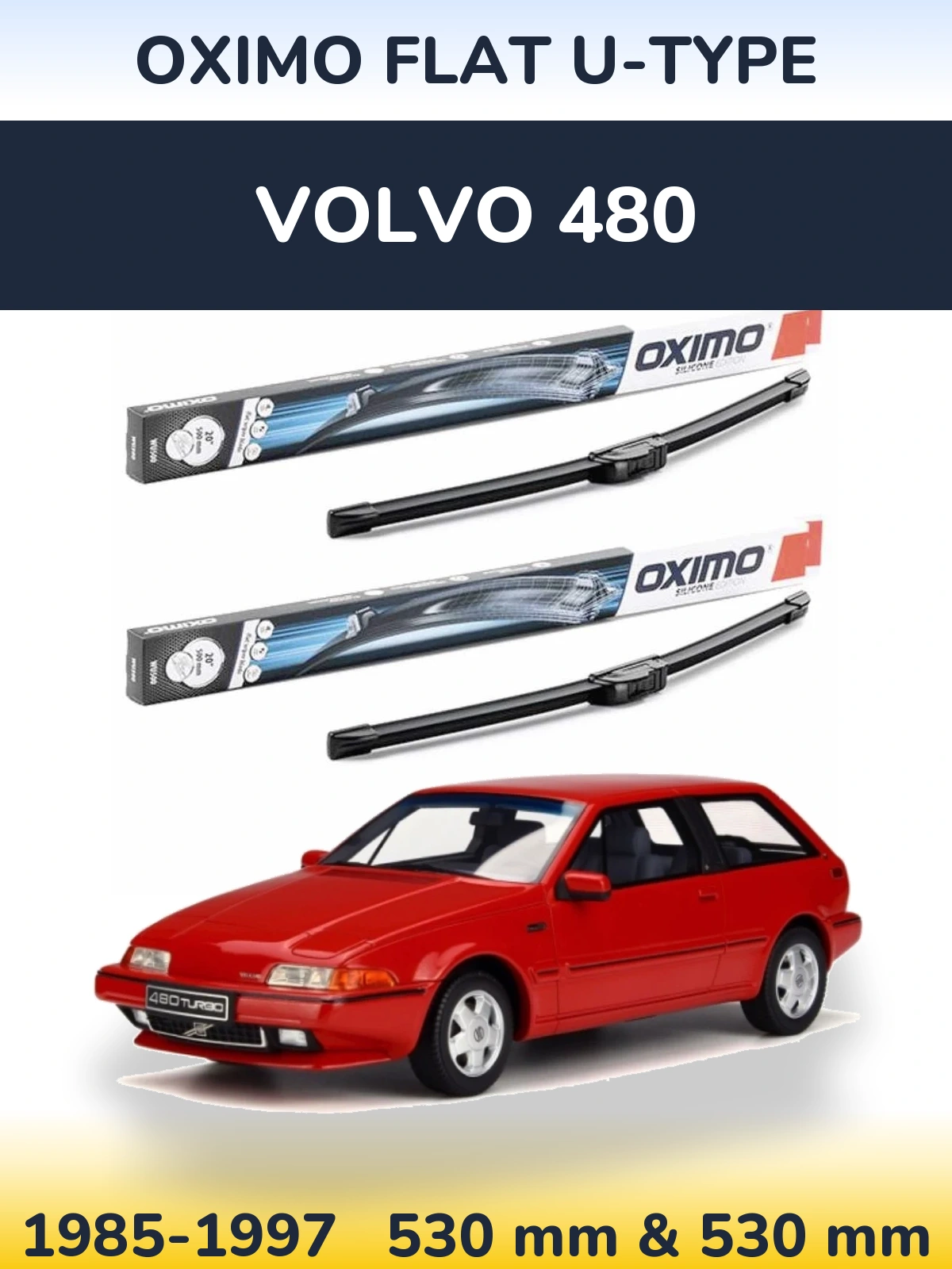 Комплект передних дворников Oximo Flat U-type 530 & 530 мм для Volvo 480 1985-1997