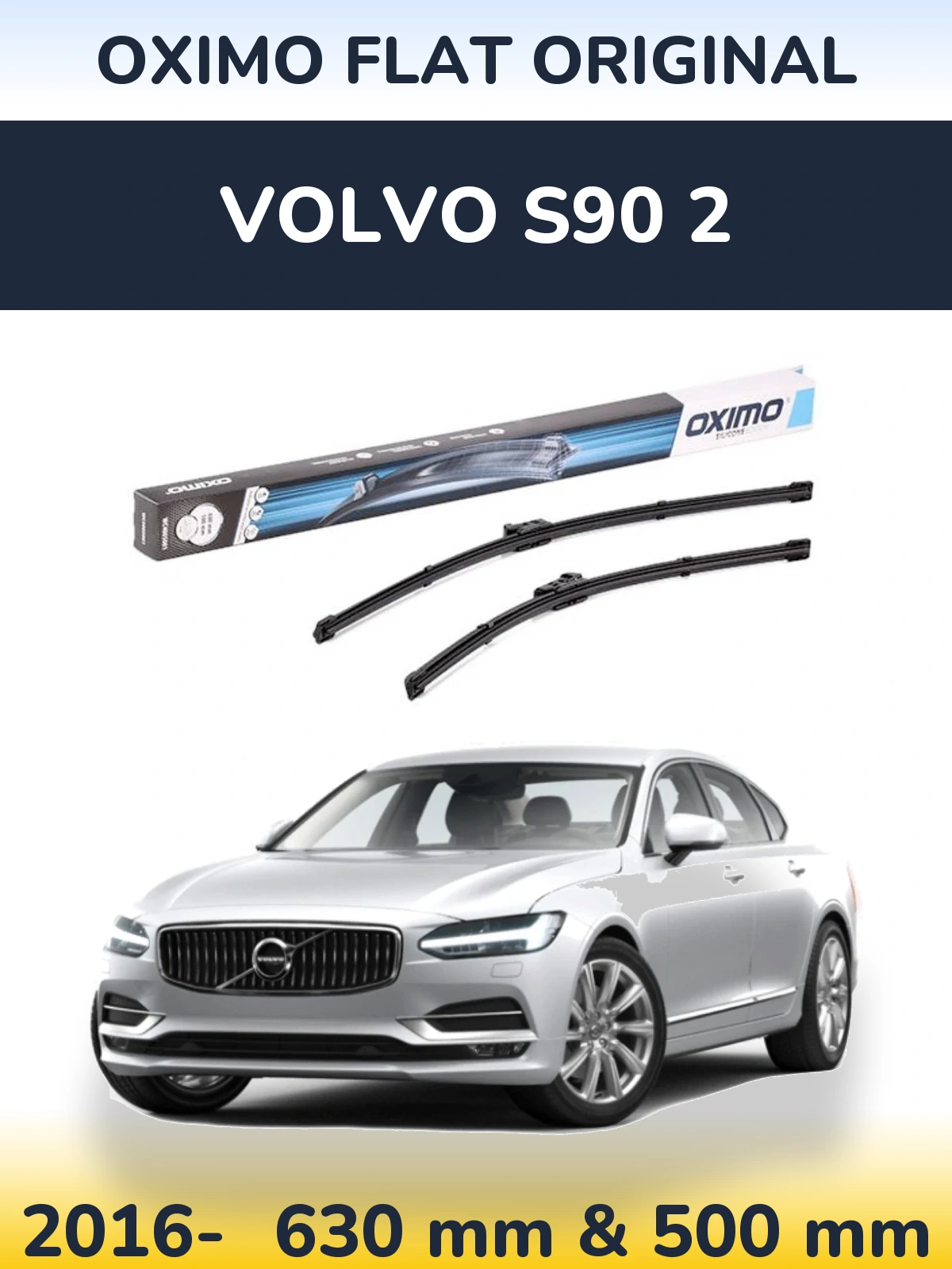 Комплект передних дворников Oximo Flat Original 600 & 500 мм для Volvo S90 2 2016-2026