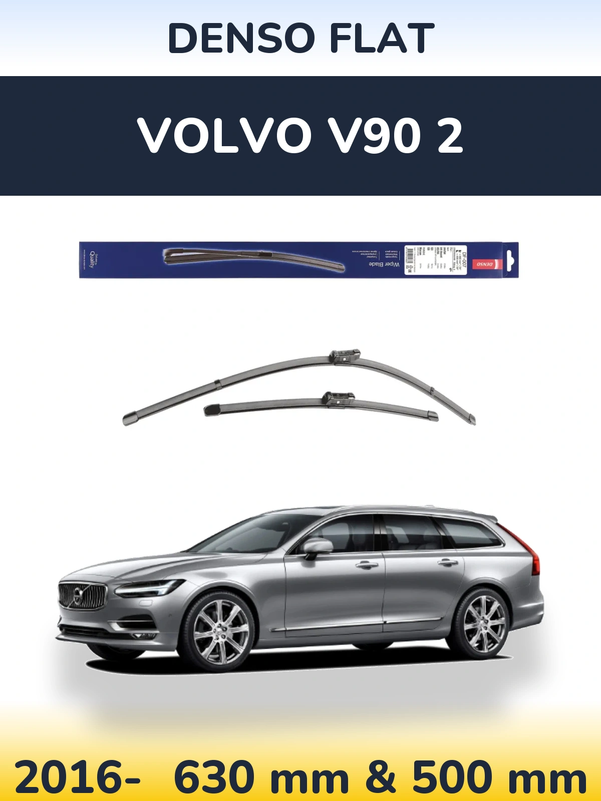 Komplet przednich wycieraczek Denso Flat 600 & 500 mm do Volvo V90 2 2016-2026