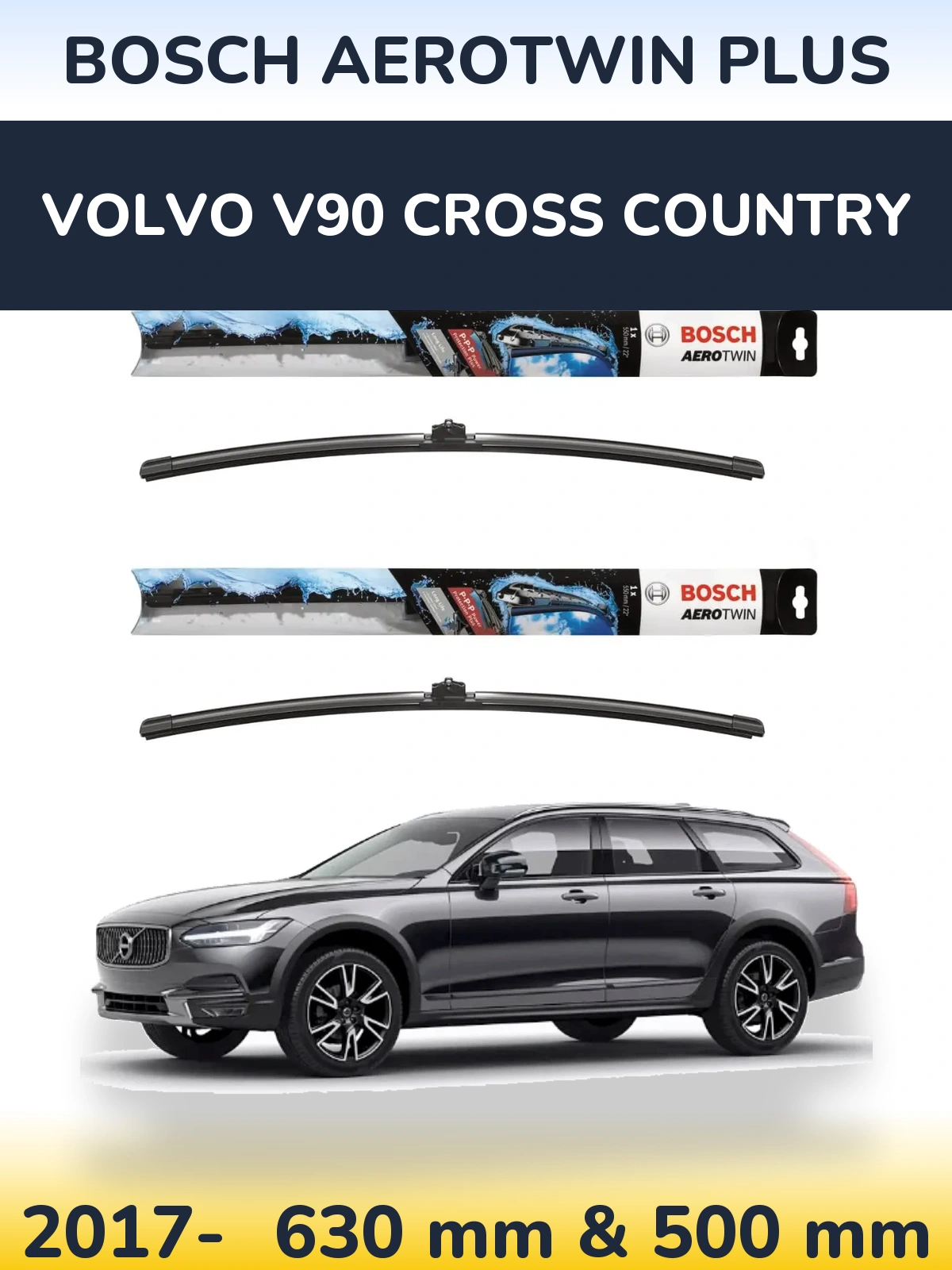 Komplet przednich wycieraczek BOSCH AeroTwin Plus 600 & 500 mm do Volvo V90 Cross Country 2017-2026
