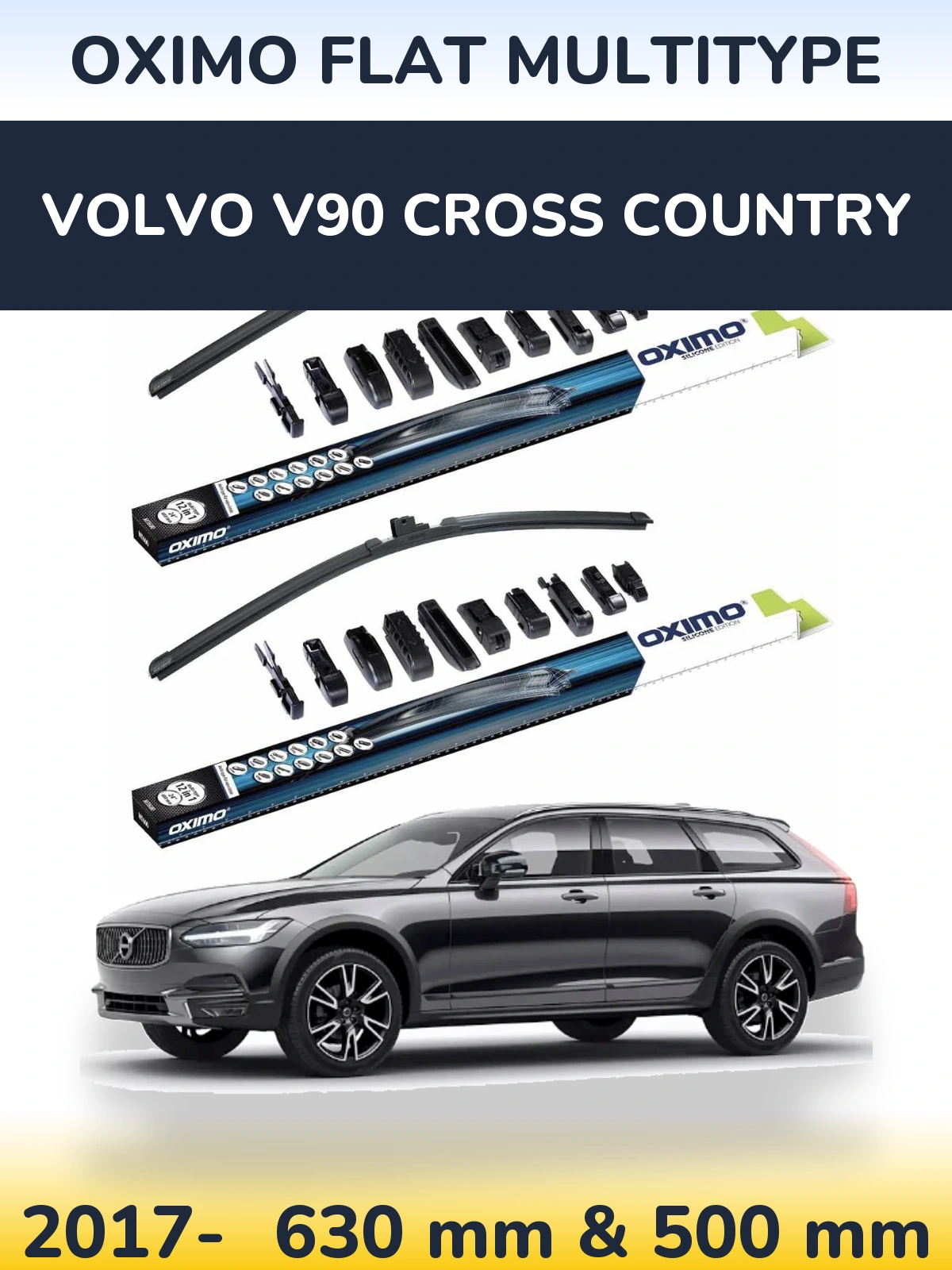 Комплект передних дворников Oximo Flat MultiТипe 600 & 500 мм для Volvo V90 Cross Country 2017-2026